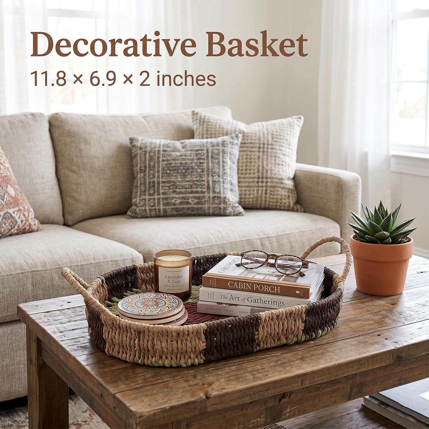 Handmade Paper Rope Basket / 12*7*2inch