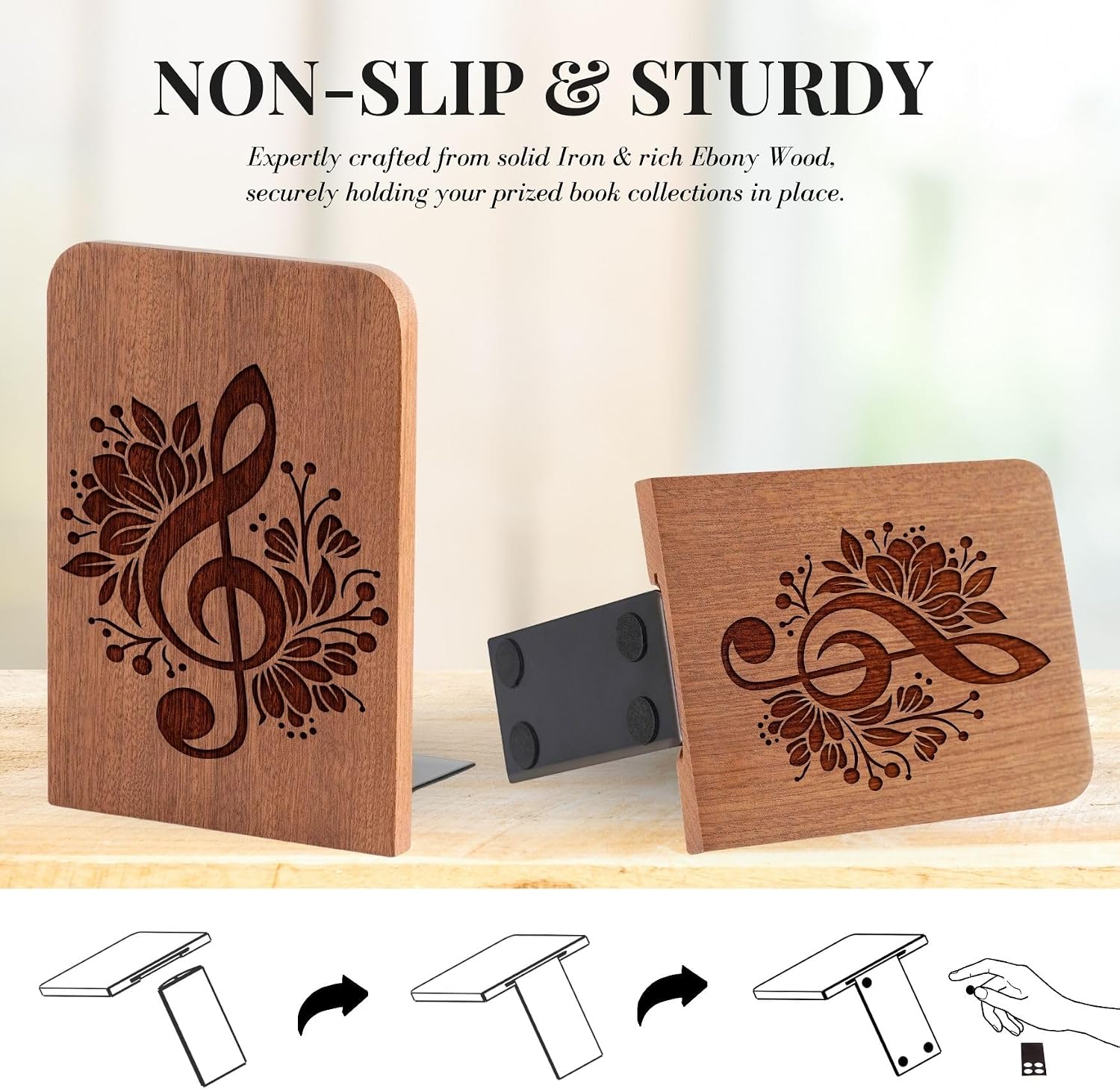 Music Wood Bookends / Floral