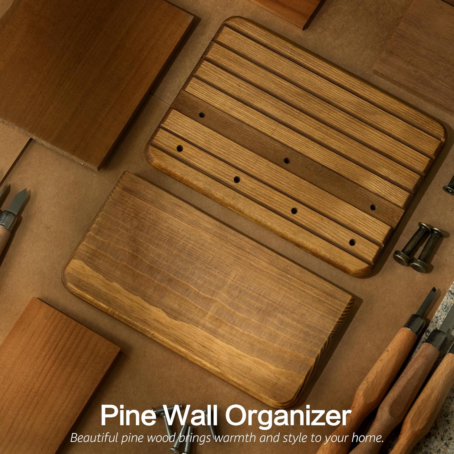 Decorative 7- Pine Wooden Key Holder / Yellow / Small-7inch