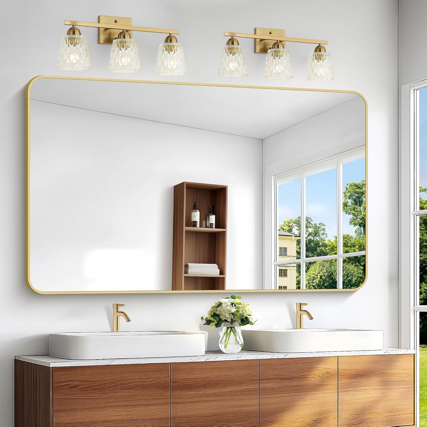 30 Inch Gold Round Bathroom Wall Mirror, Round Mirrors for Wall Decor, Circle Mirror for with HD Shatter-Proof Glass