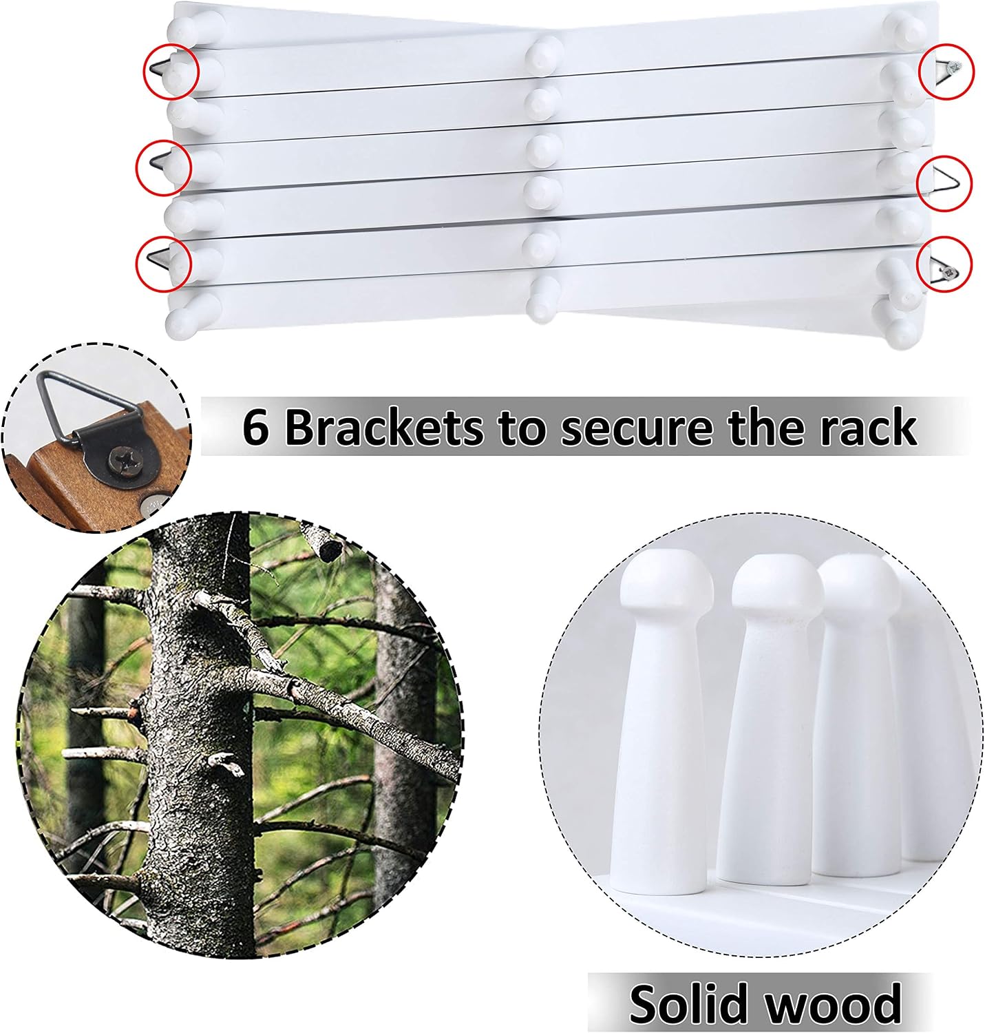 WEBI Accordion Wall Hanger,Wooden Expandable Coat Rack Wall Mounted,Accordion Hat Rack for Wall,Accordion Hook Rack for