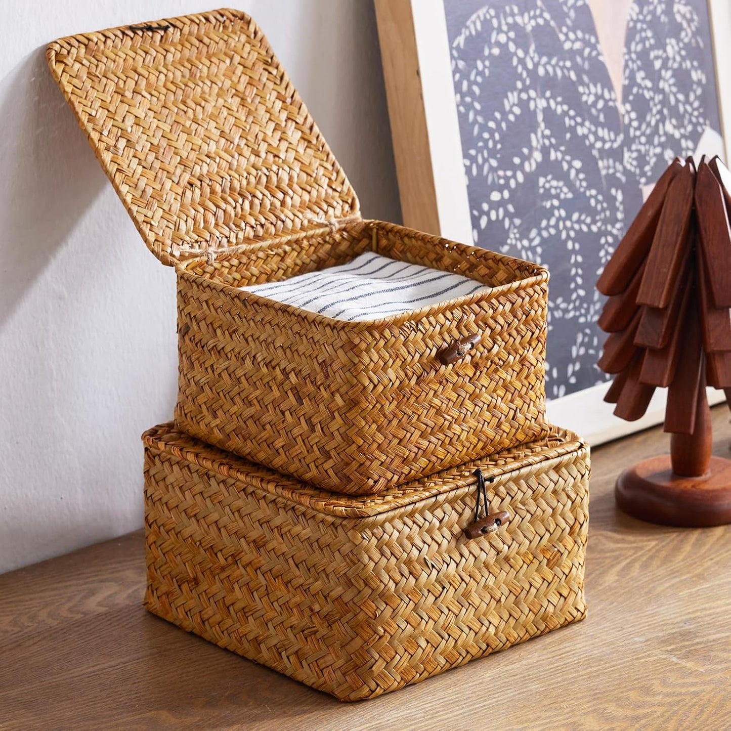 Handwoven Baskets for Storage / Square / Set of 3