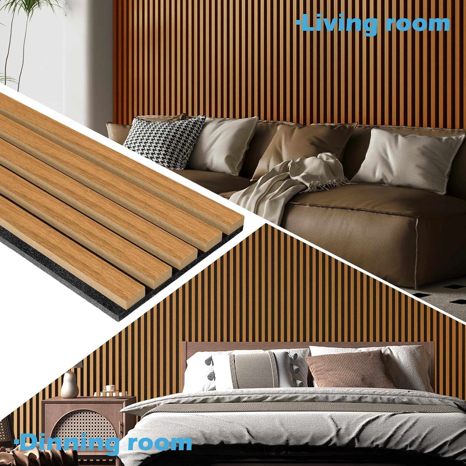 in Slat Acoustic Panel / 104 * 15.75 Inch / Teak / 104 x 15.75 / Set of 2