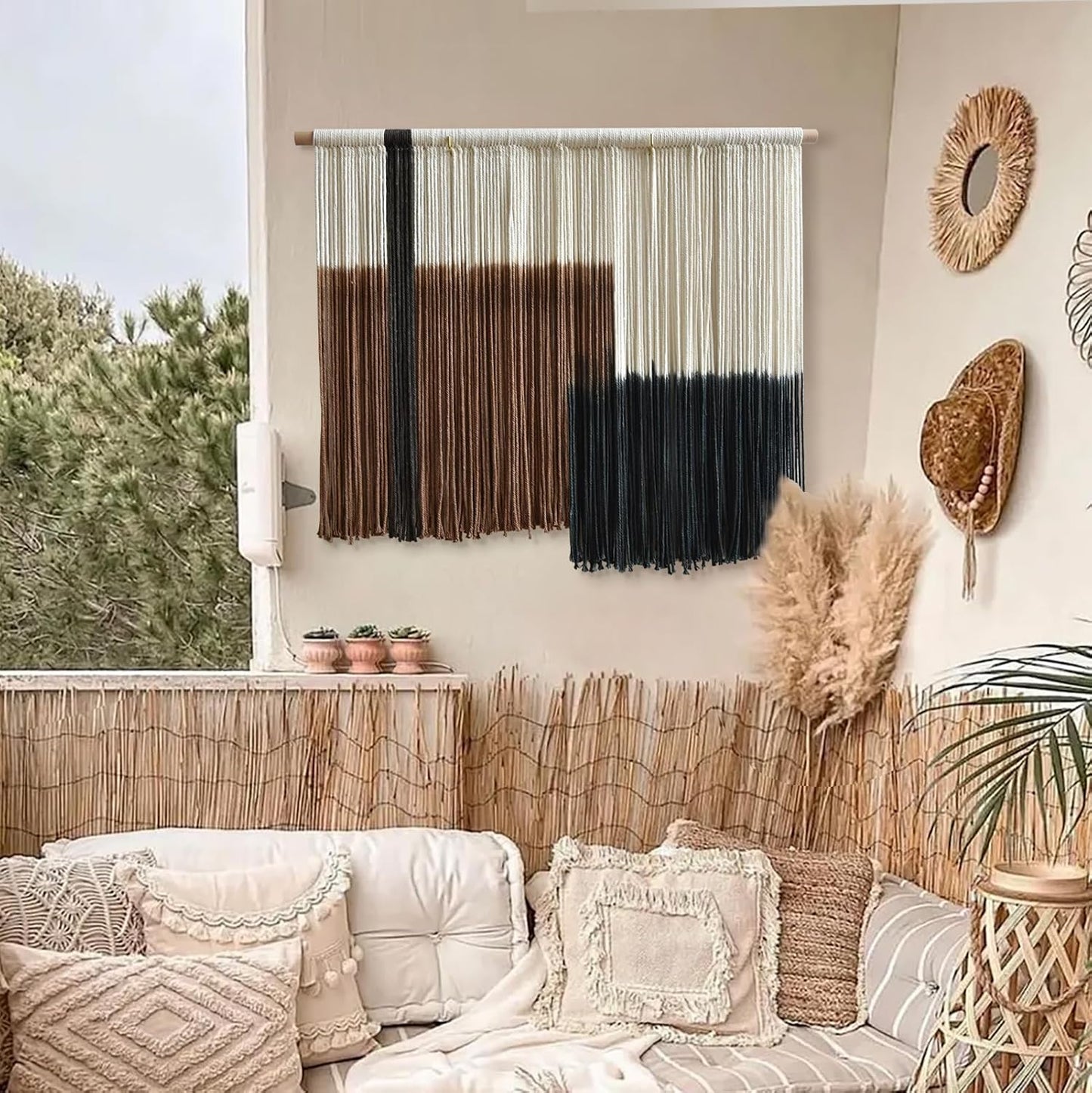 Woven Fiber Tapestry / Macrame Wall Hanging Handmade Boho Decorative Wall Art