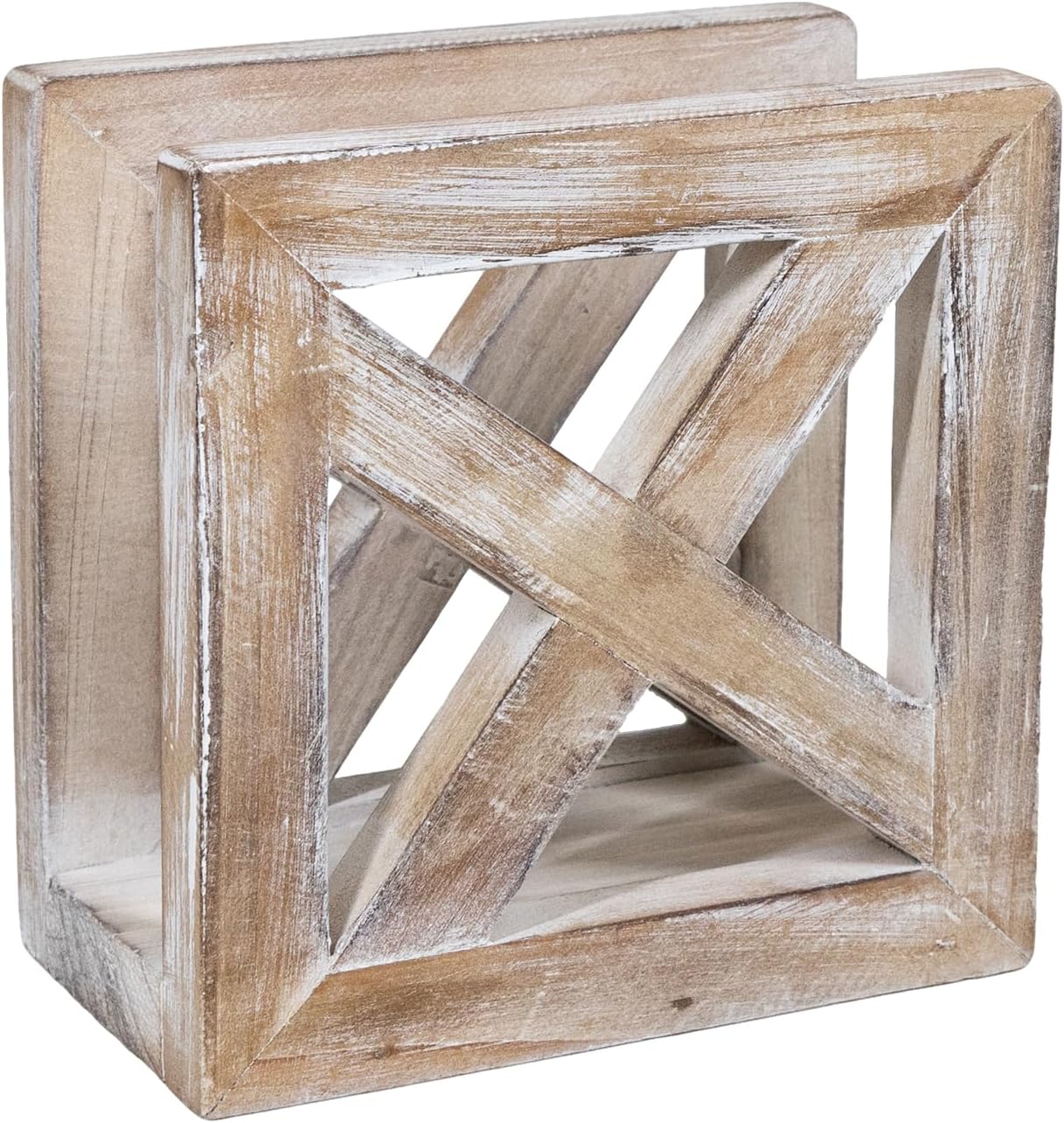Farmhouse Wooden Napkin Holder / 3"D x 5.5"W x 5.5"H / Vintage Brown