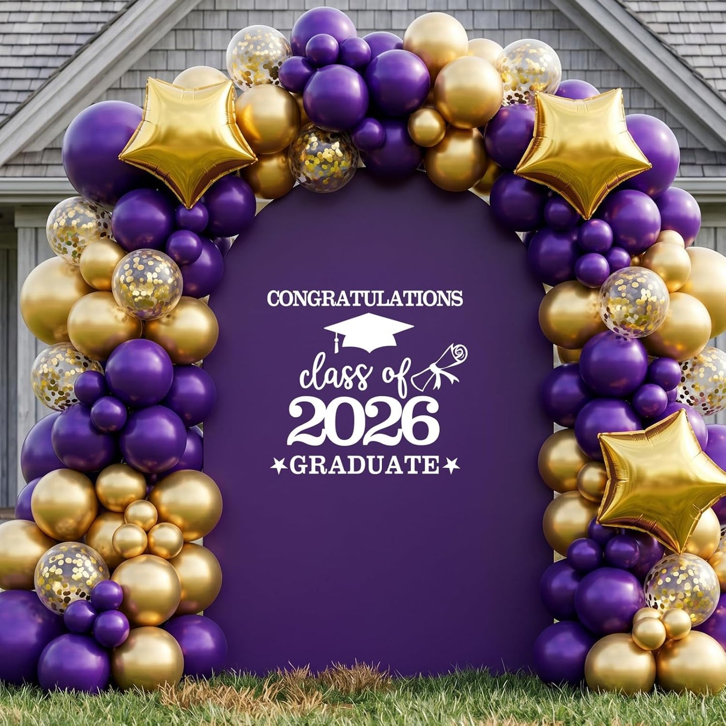 White Congratulations Class of 2026 Graduate Decals Graduation Decals for Arch Backdrop / White 02