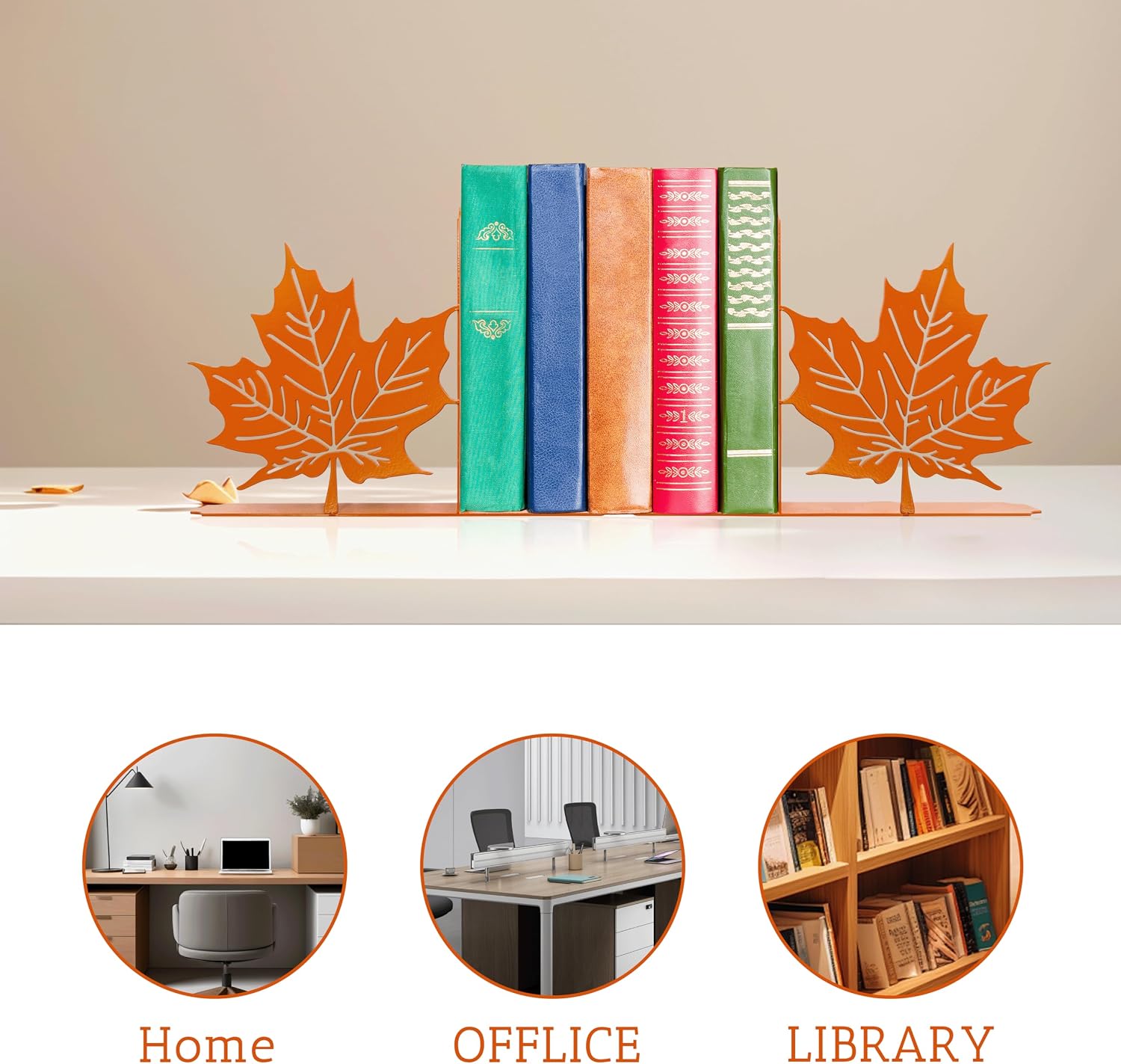Maple Leaf Decor Bookends Leaves Decor for Fall and Unique Novelty Book Ends for Kids Flower