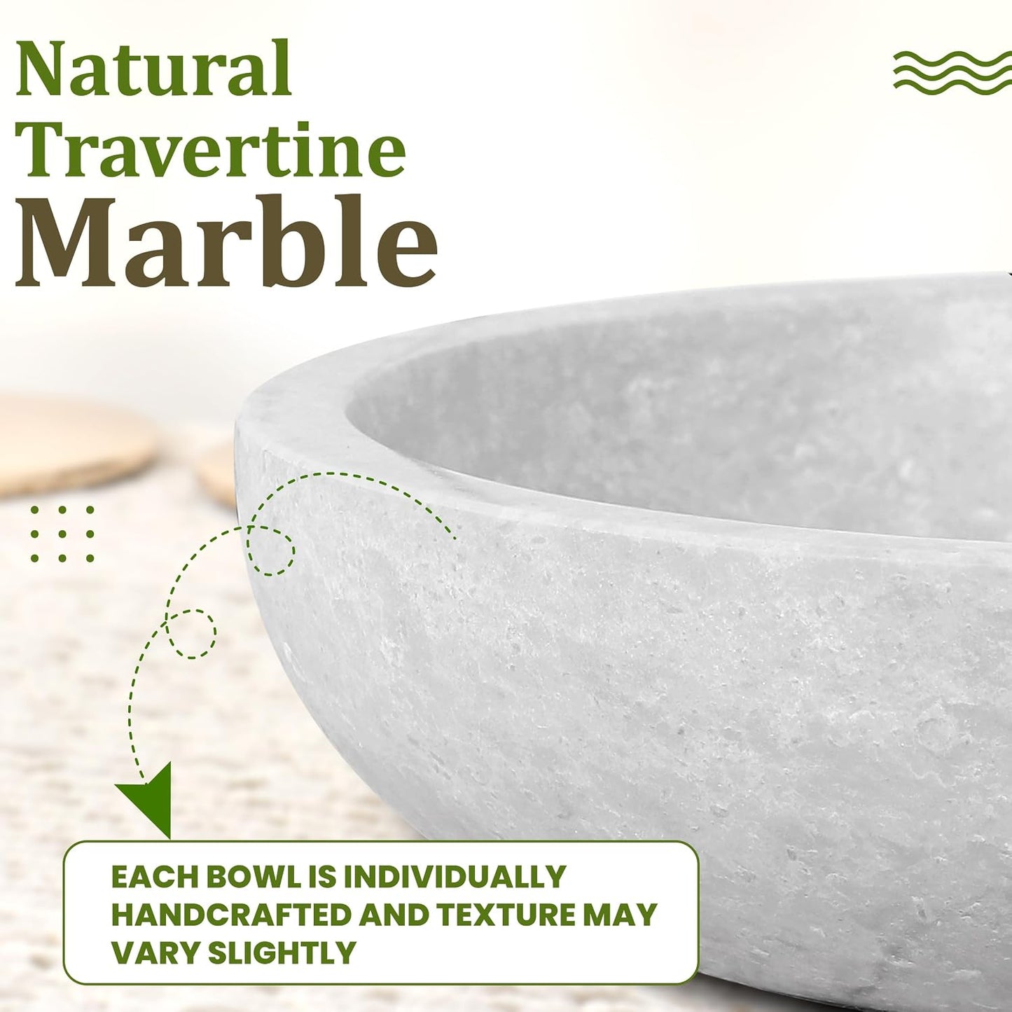7.8" Diameter & 2" Height / White/gray - Travertine