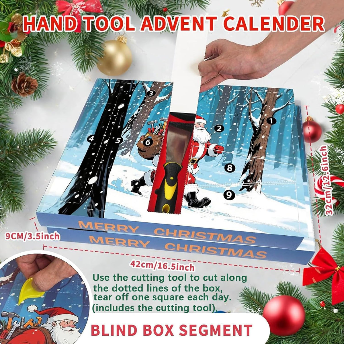 Hand Tool Advent Calendar With Storage Box for Adult Men,Household Hand Tools Set Christmas Stocking Stuffers Gifts for