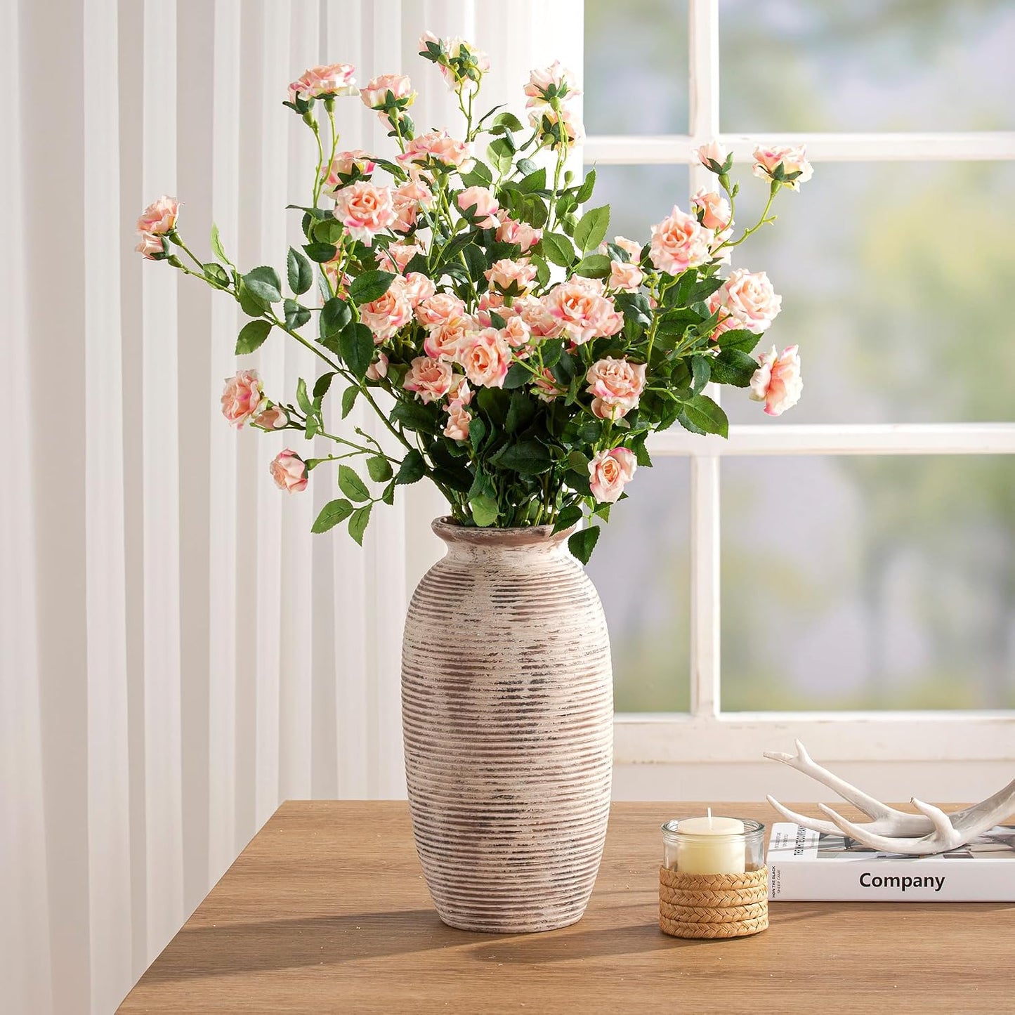 Ceramic Rustic Flower Vase / 12.5" H - Rustic