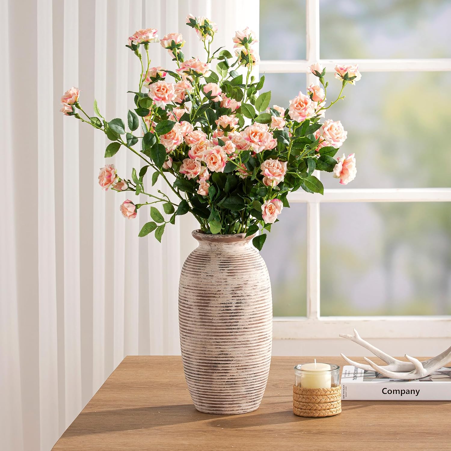 Ceramic Rustic Flower Vase / 12.5" H - Rustic