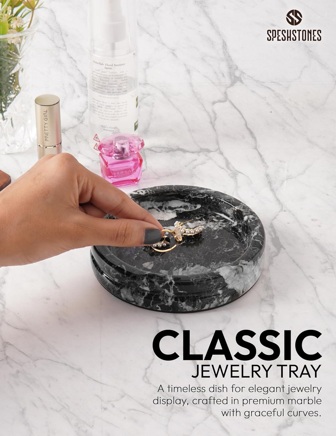 Key Tray / Candle & Trinket Dish / Black / 5 Inch