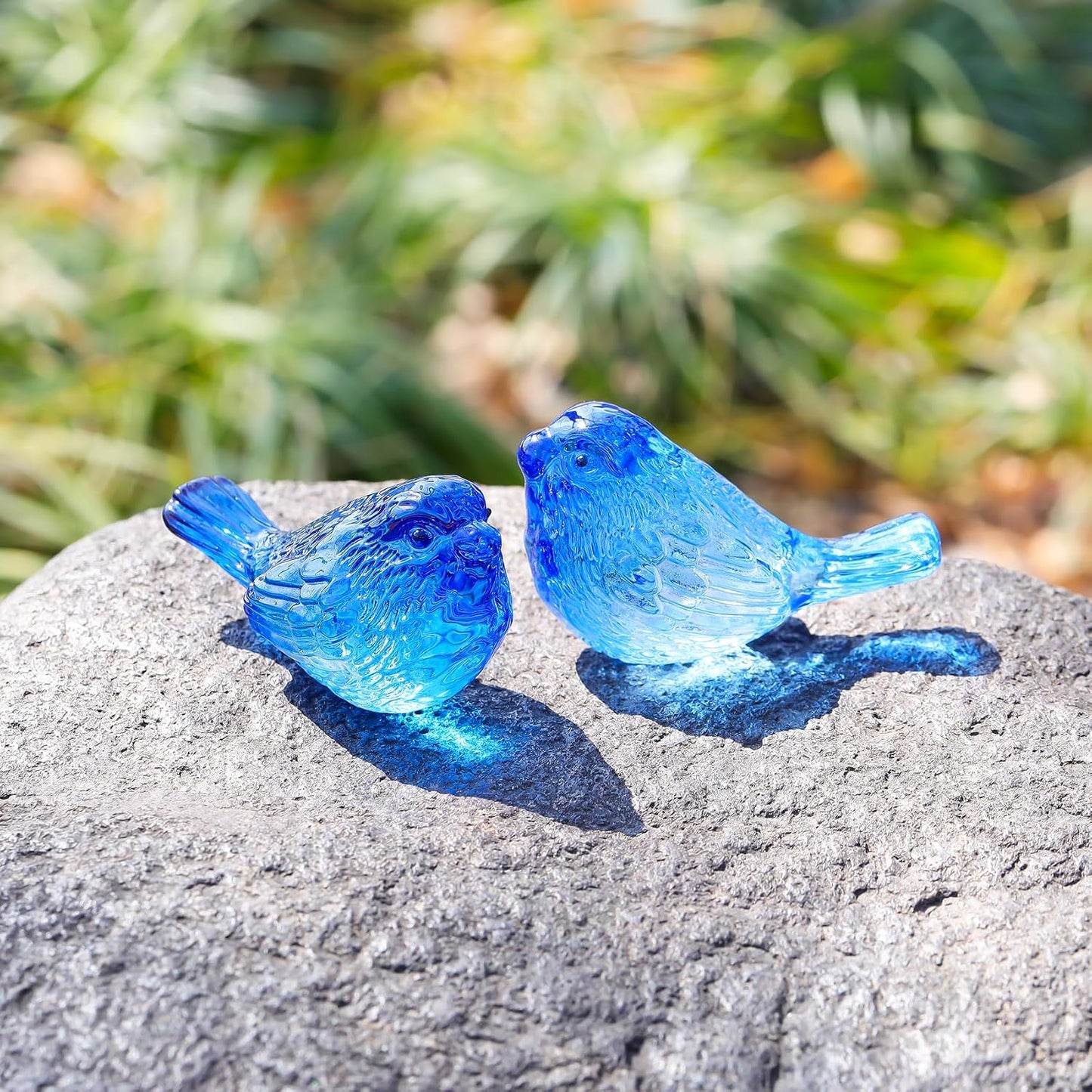 Crystal Birds Gifts for Women Men Bird Lovers Glass Bird Handmade Animal Figurines / Blue / Set of 2