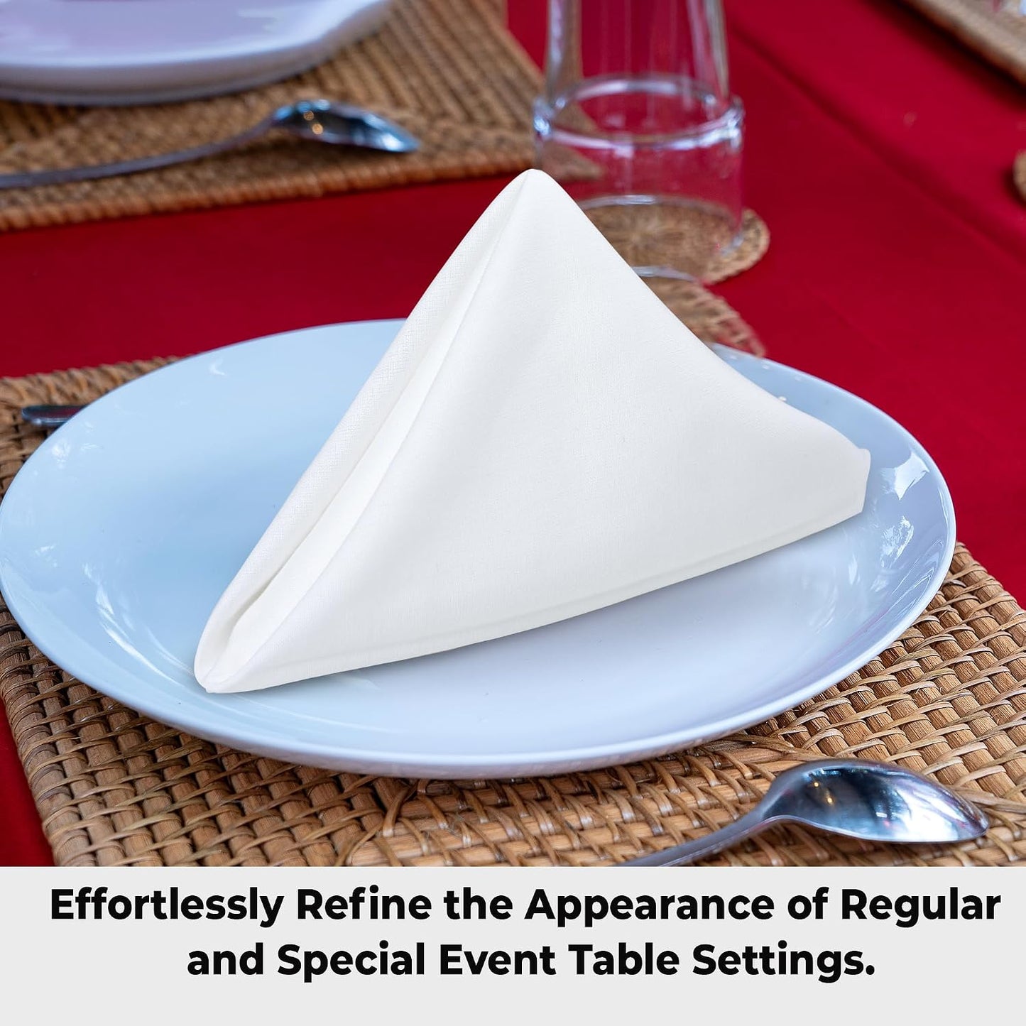Urban Villa Cloth Napkins White Dinner Napkins Set of 12 (18X18) 100% Cotton Absorbent Washable Durable Reusable Ideal