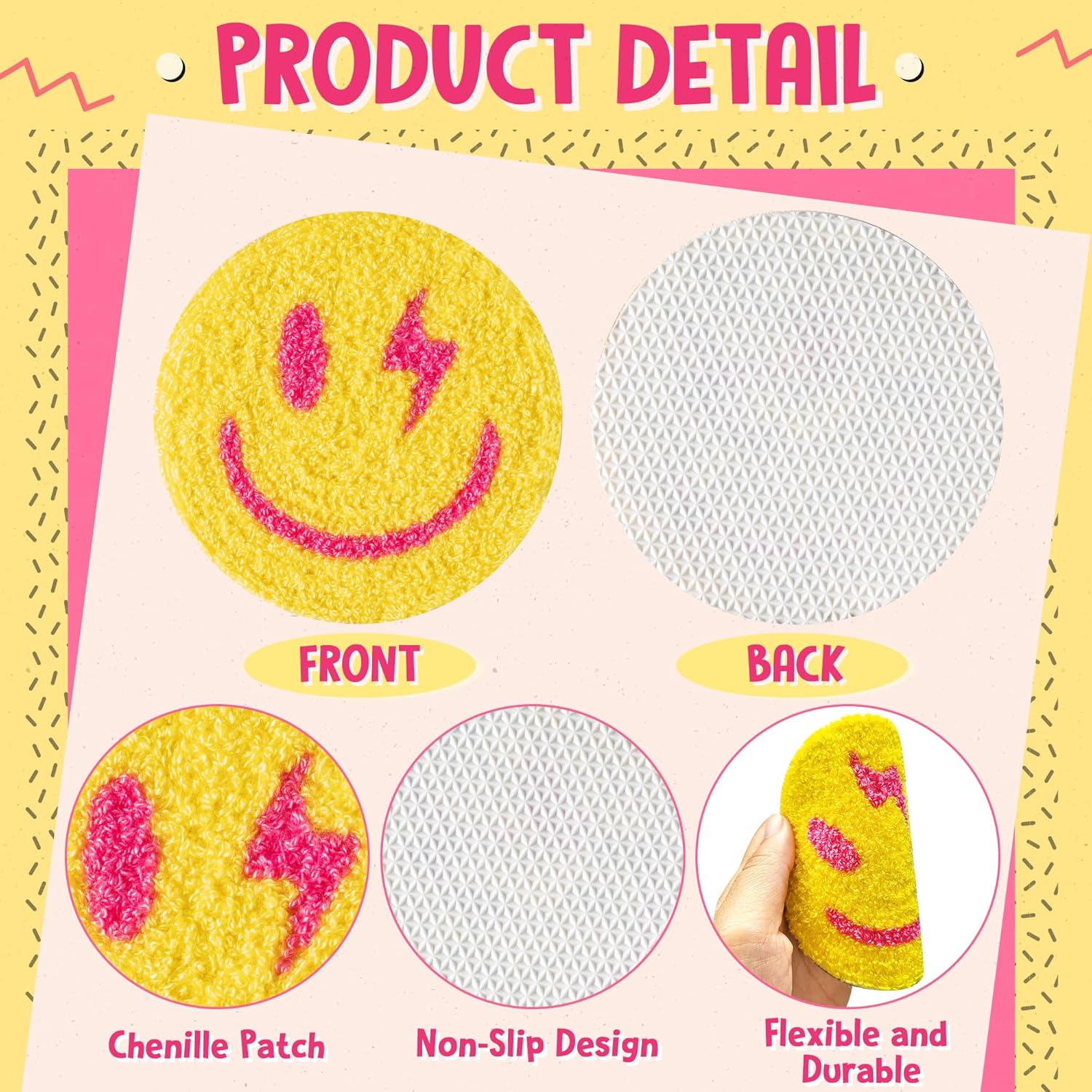 Preppy Boho Tufted Coasters Smile Evil Eye Lip Love Yin-yang Drink Coasters Yellow / Pink / Set of 5