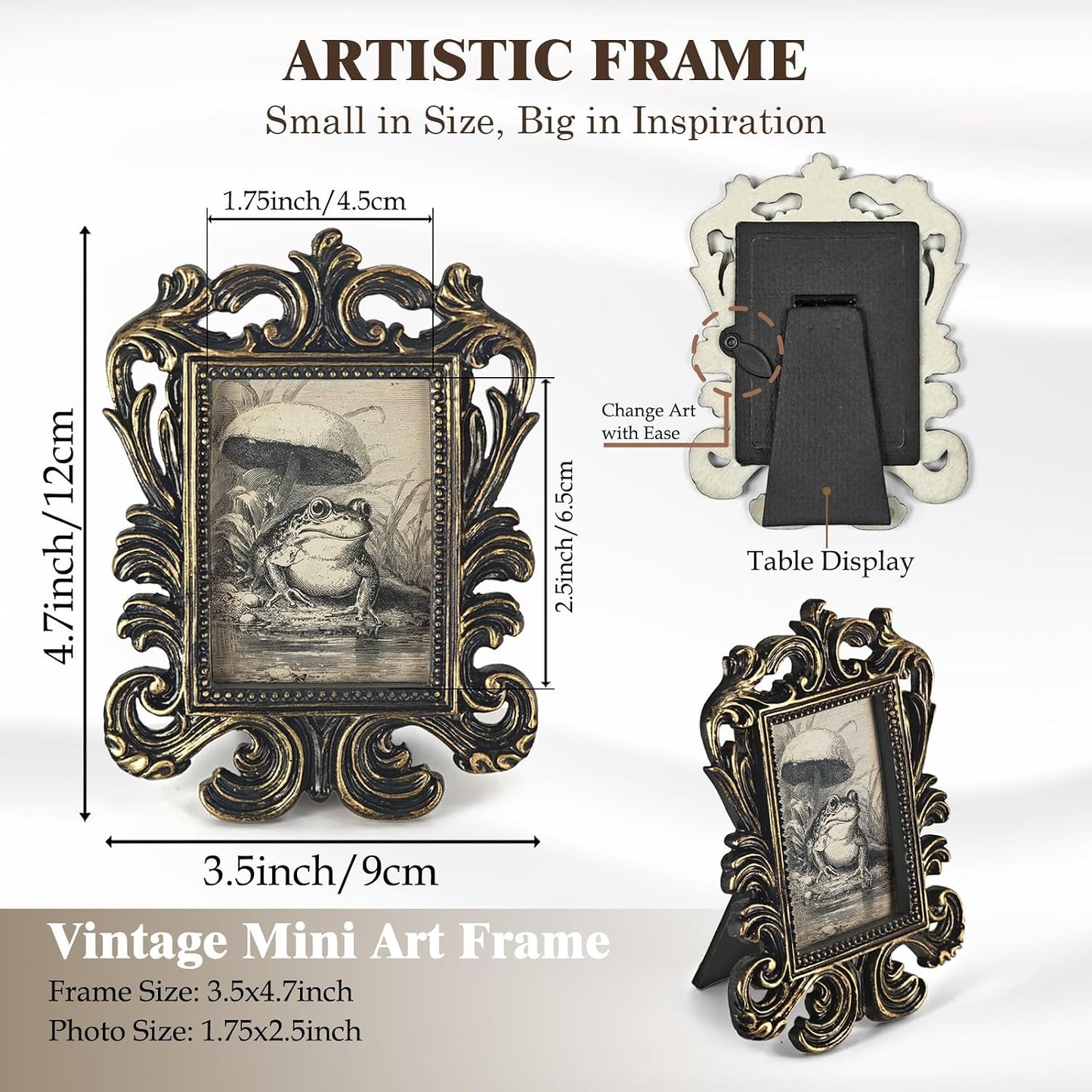 Vintage Small Picture Frame / Frog