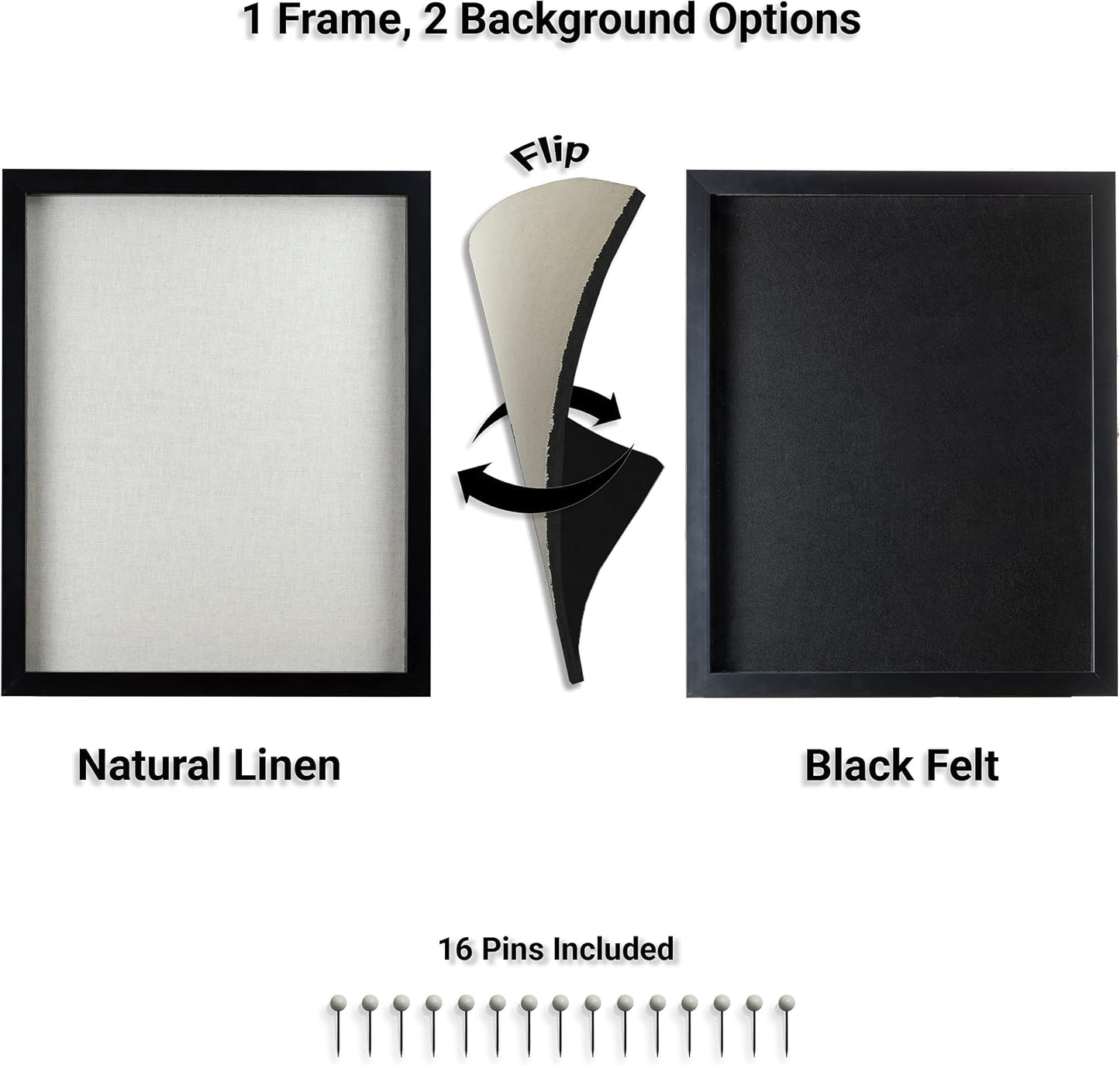 Shadow Box Display Frame with 2 Backgrounds and UV Protection, Multiple Sizes (16x20)