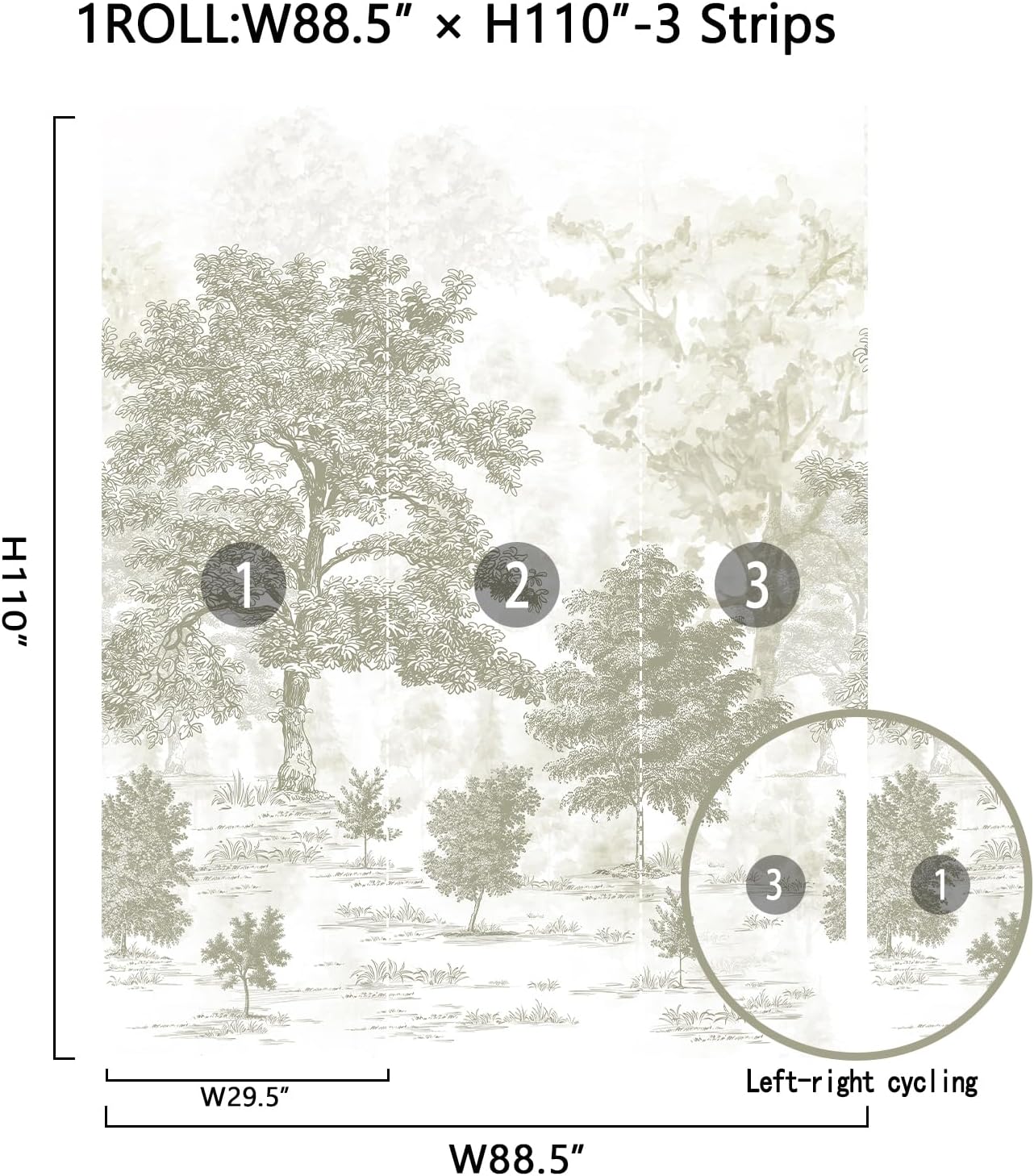 Vintage Forest Wall Murals Peel and Stick 88.5" W x 110" H Tree / 88.5 x 110 / Neutral / Beige
