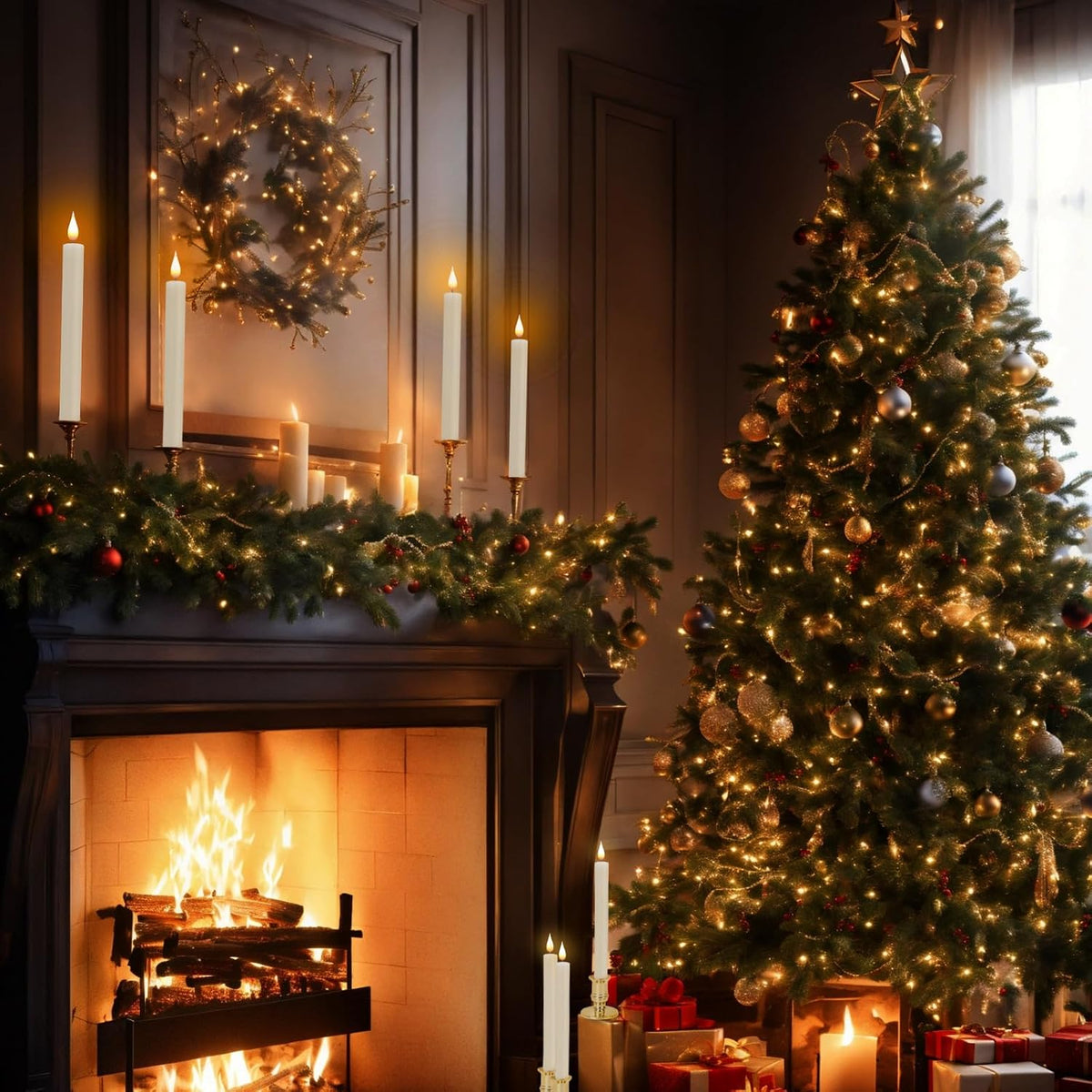 LED Flameless Window Candles With Remote Timer-Battery Operated Realistic Flickering Candlesticks Lights With Removable