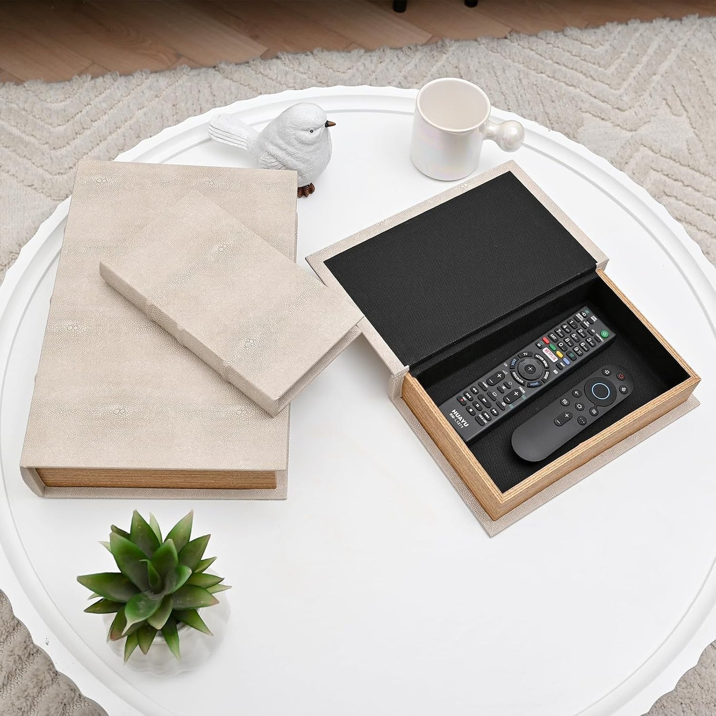 Wooden Book Shaped Hidden Storage Boxes / Set of 3