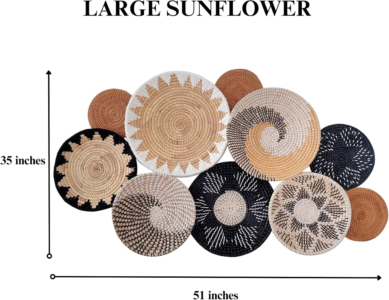 Woven Basket Wall Decor / Set of 10