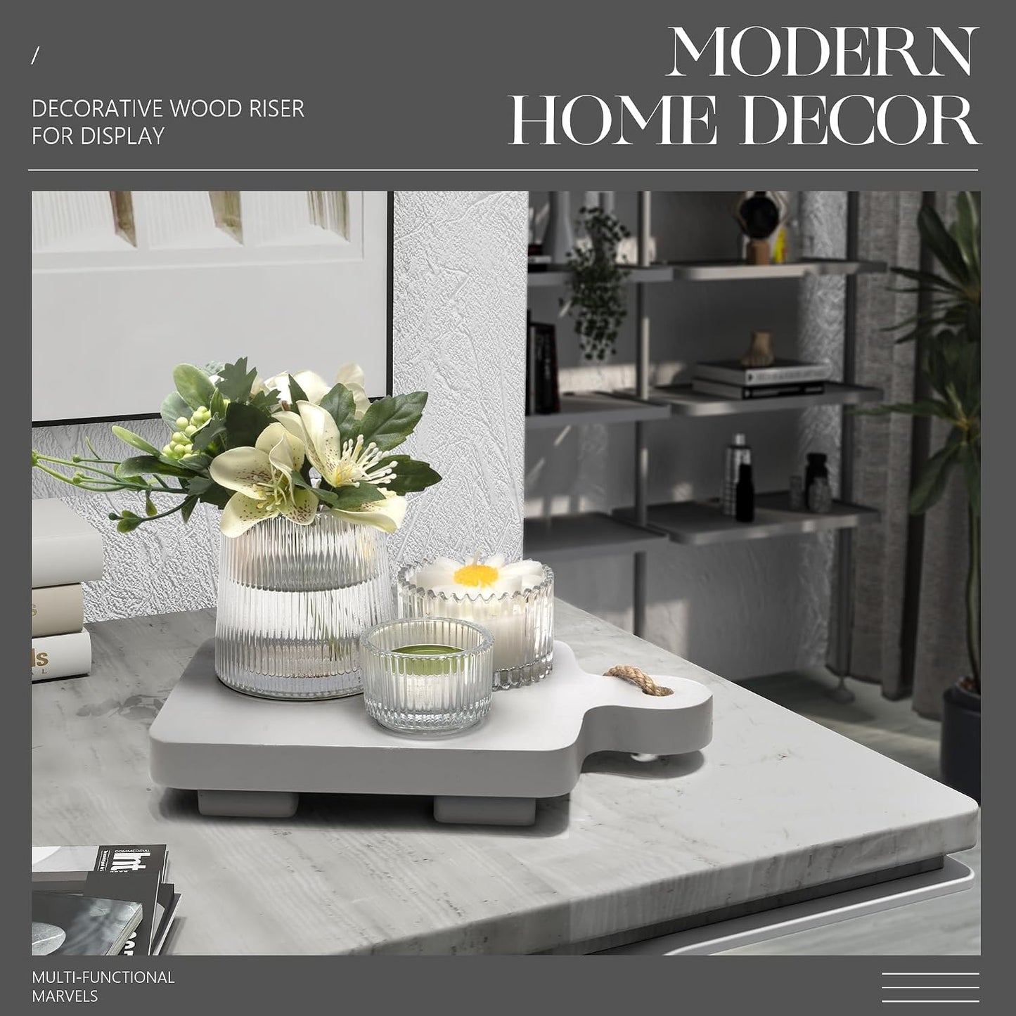 Decorative Wooden Pedestal Stand / Gray