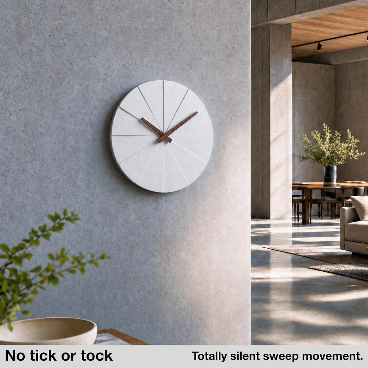 Driini Staircase Modern Wall Clock - Unique Frameless Concrete Design - Contemporary, Minimalist Decor; No Numbers