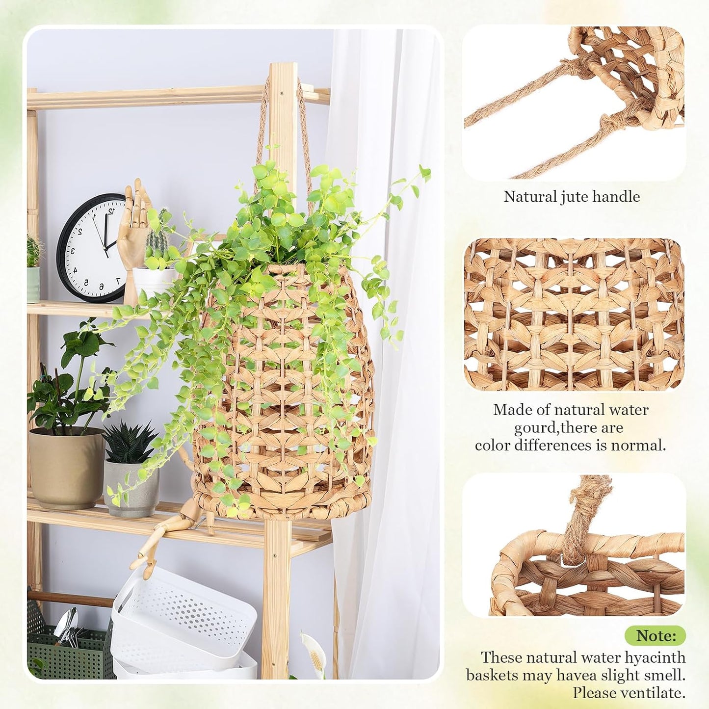 Water Hyacinth Woven Hanging Basket / Color2