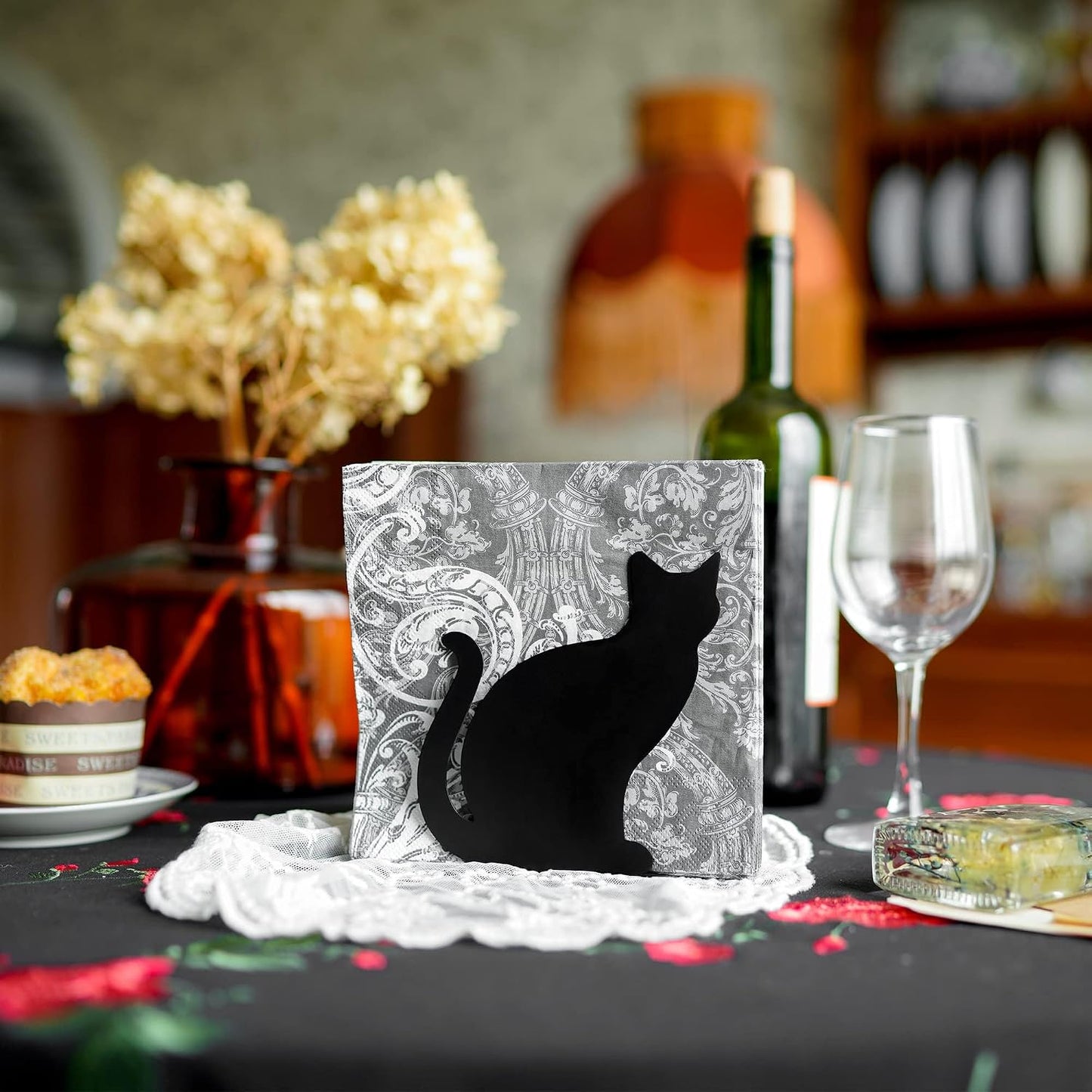 Iron Vertical Cat Napkin Holder / Sitting Cat