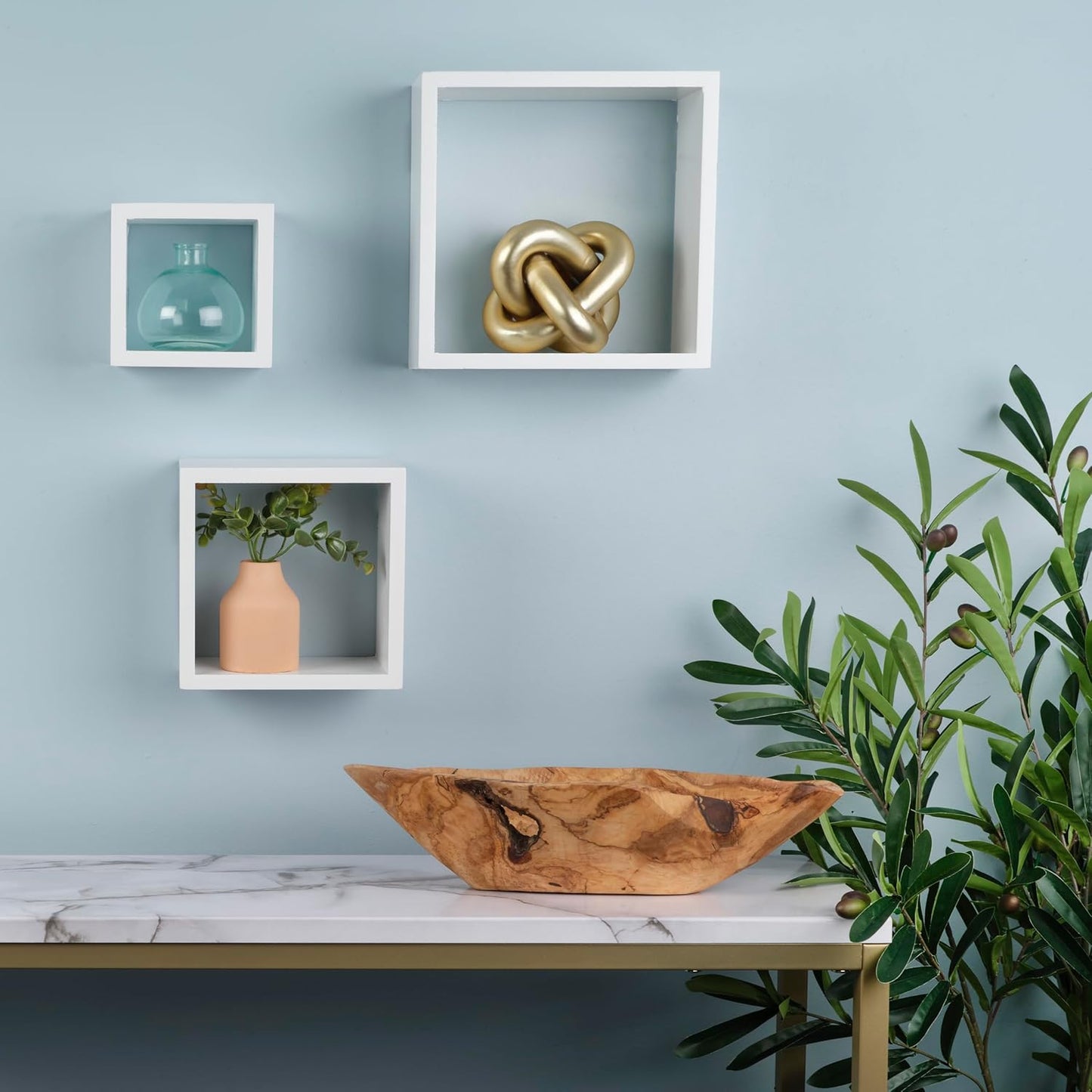 Floating Square Cube Shelves / White / Set of 3