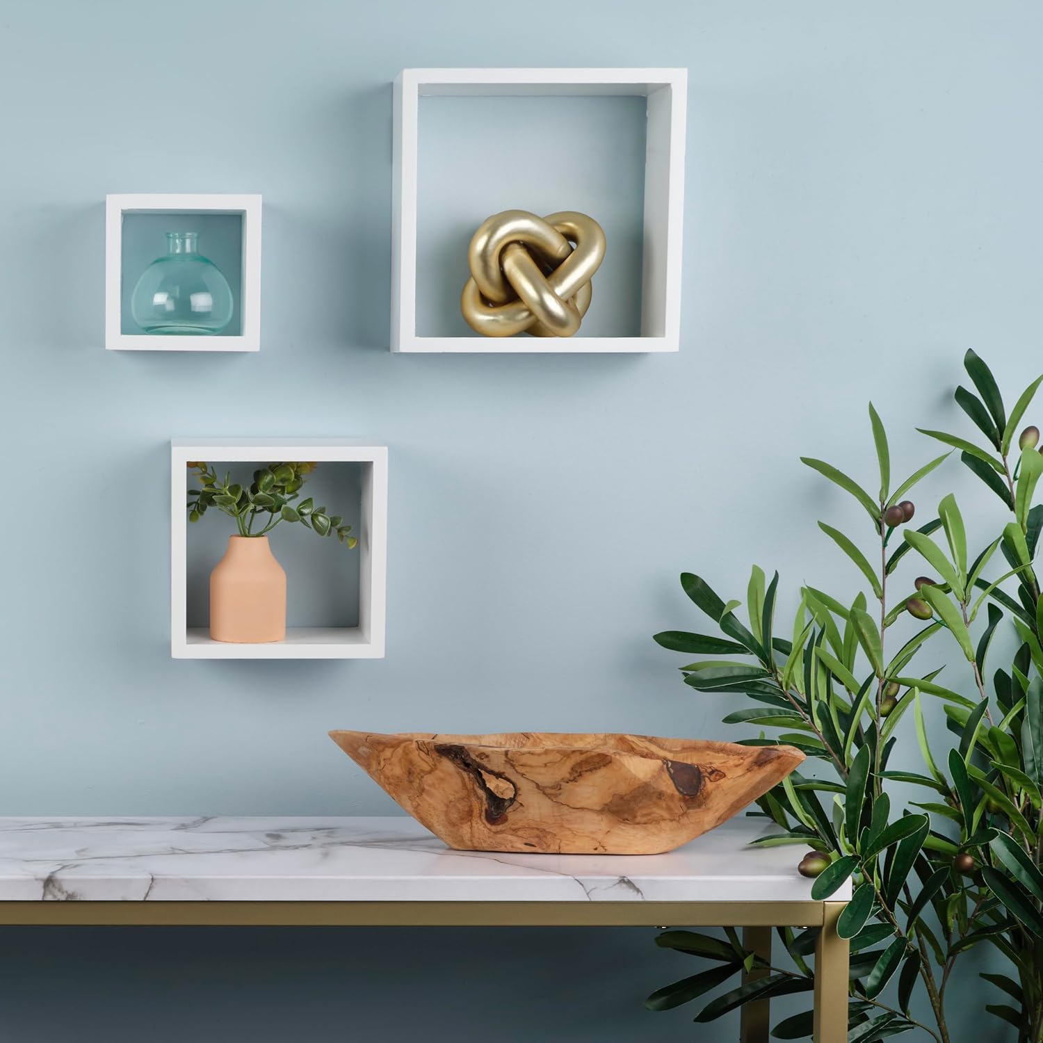 Floating Square Cube Shelves / White / Set of 3