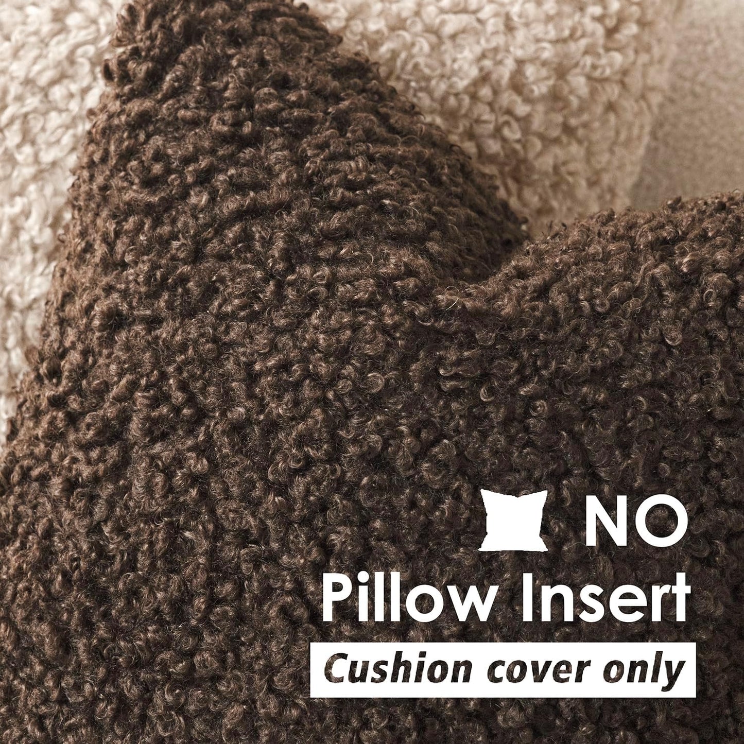 Faux Fur Throw Pillow Cover Accent Sherpa Furry Pillow / 18 x 18 / Chestnut / Brown / Set of 2