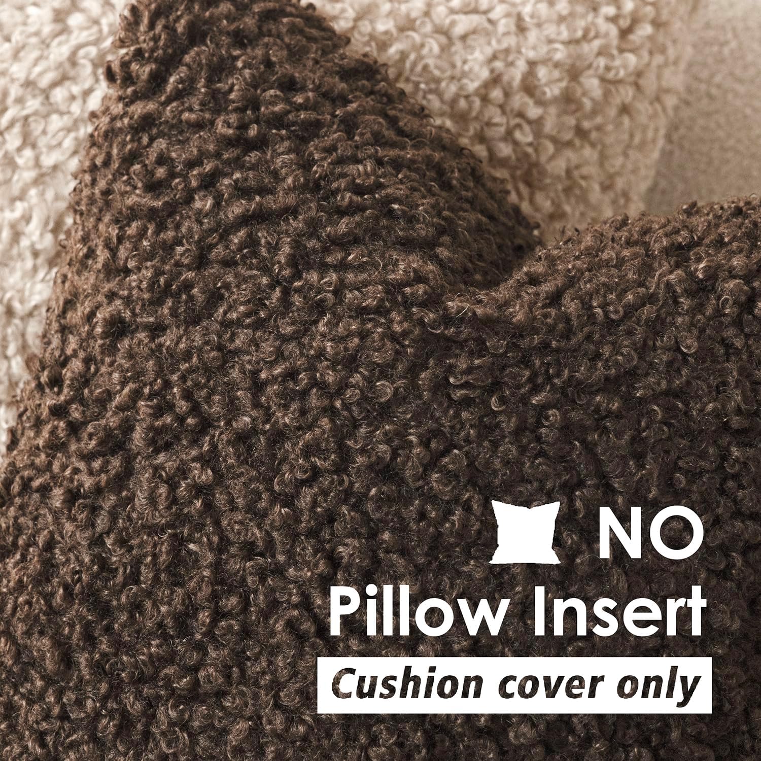 Faux Fur Throw Pillow Cover Accent Sherpa Furry Pillow / 18 x 18 / Chestnut / Brown / Set of 2