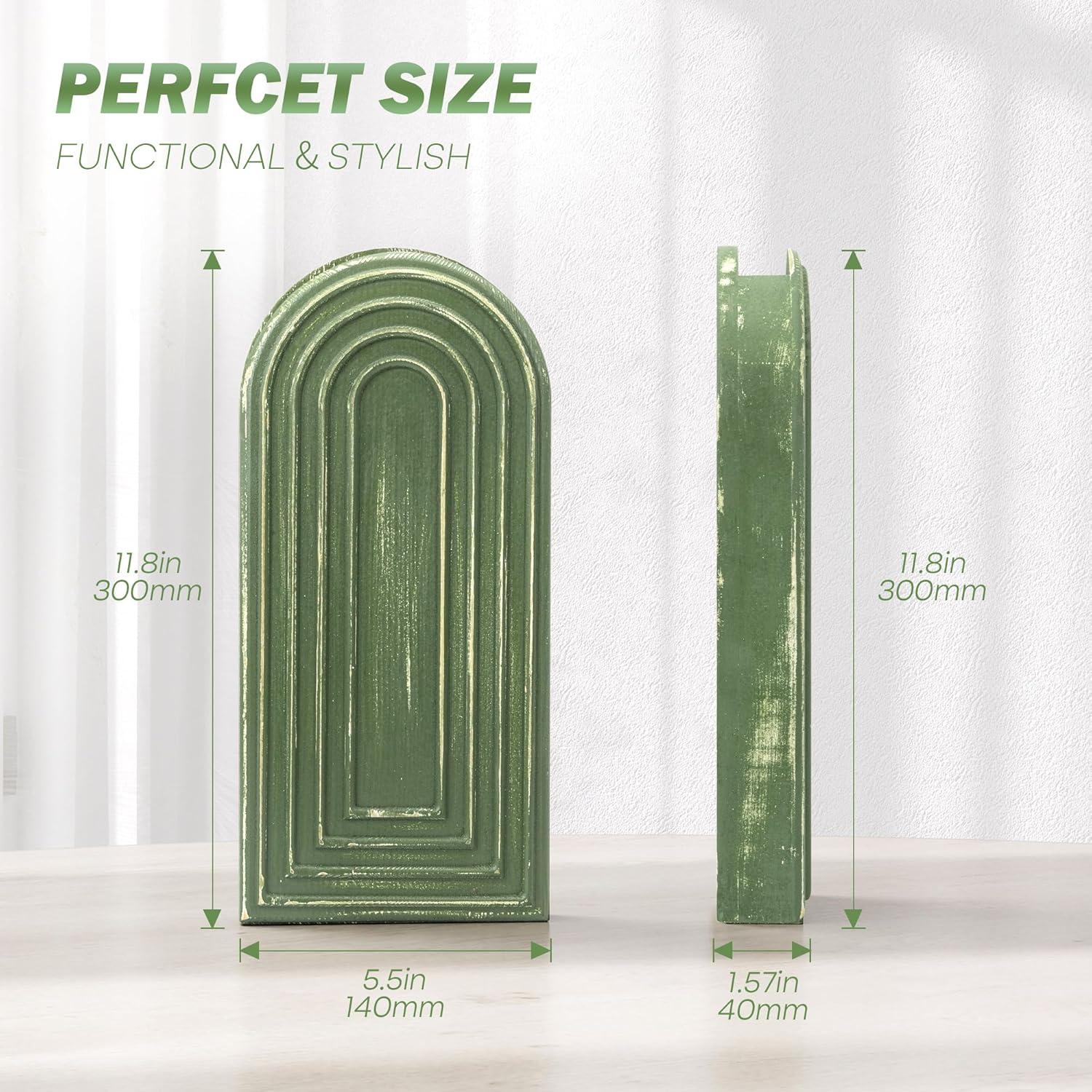 Pine Wood Wall Vases / Green / Set of 2