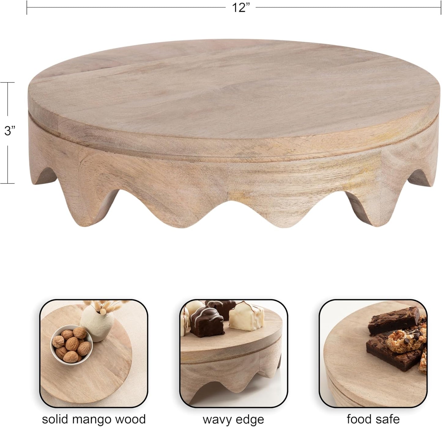 Fairlee Decorative Wavy Round Tray / Natural / 12 Inch / Set of 12