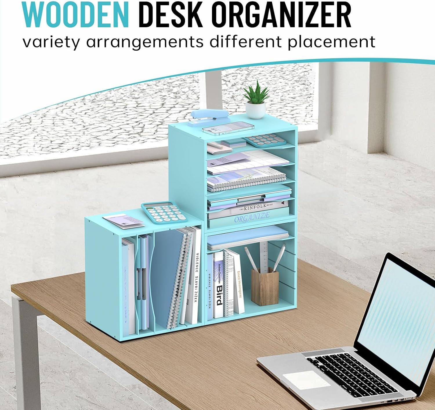 5-Tier Paper Organizer for Desk, Adjustable Mail Organizer, Blue | 5-Tier Paper Organizer and Mail Organizer for Desk