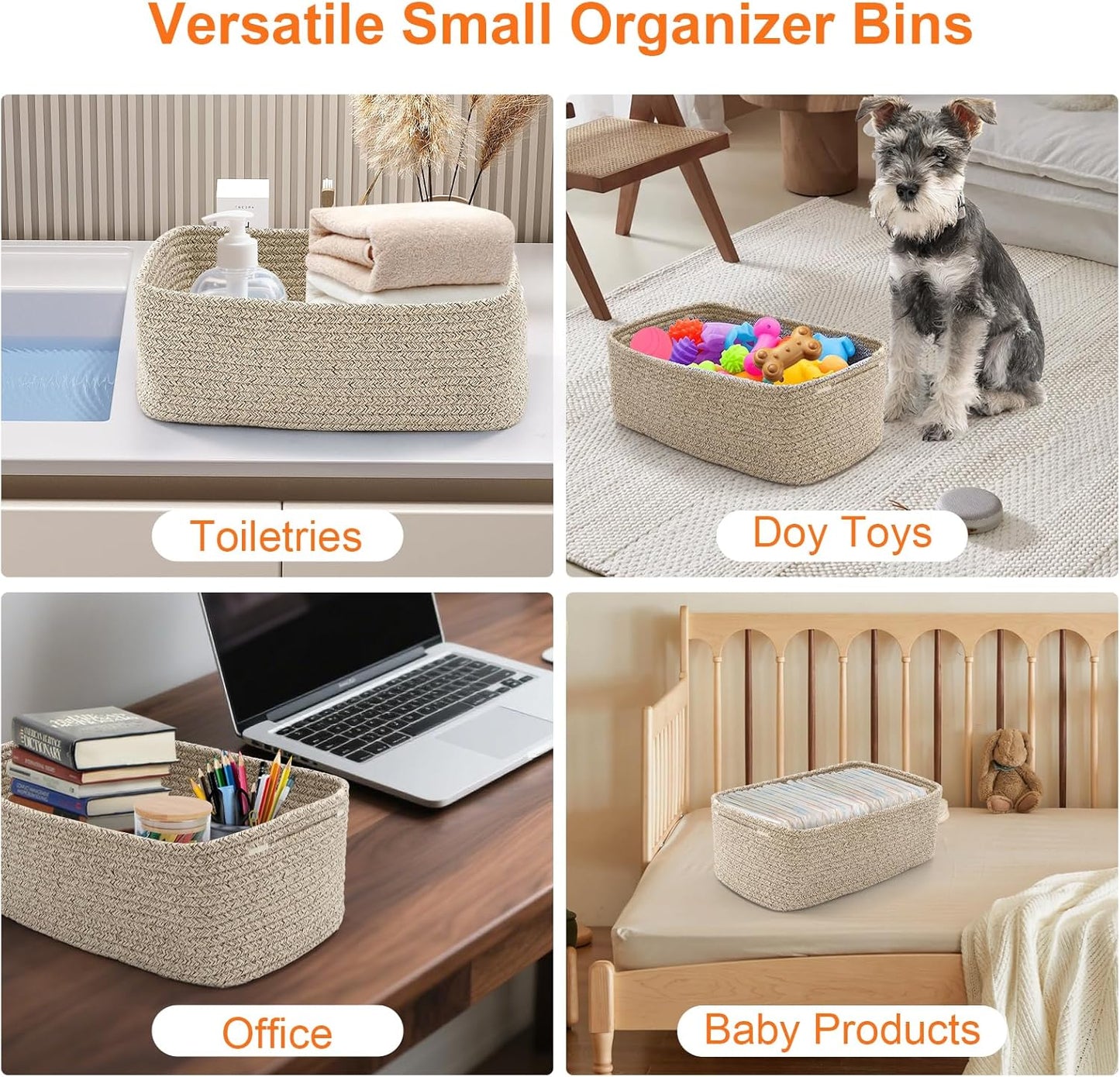 Small Woven Storage Baskets / Mixed Brown / S