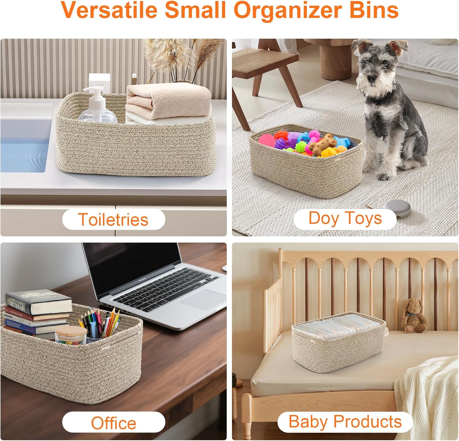 Small Woven Storage Baskets / Mixed Brown / S