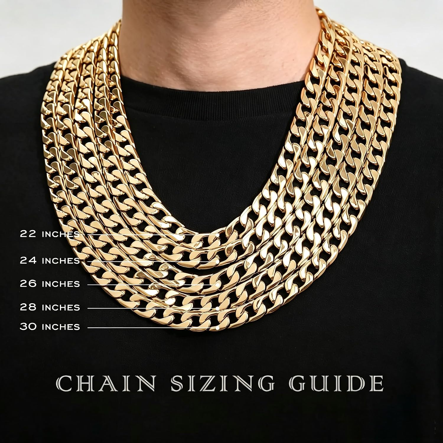 Chains for Men / 14MM-22 Inch / Gold