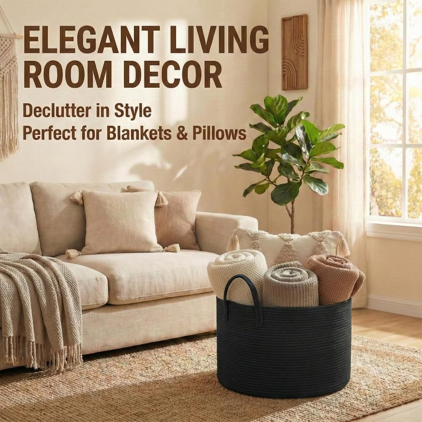 Extra Large Blanket Basket / Black / 65L