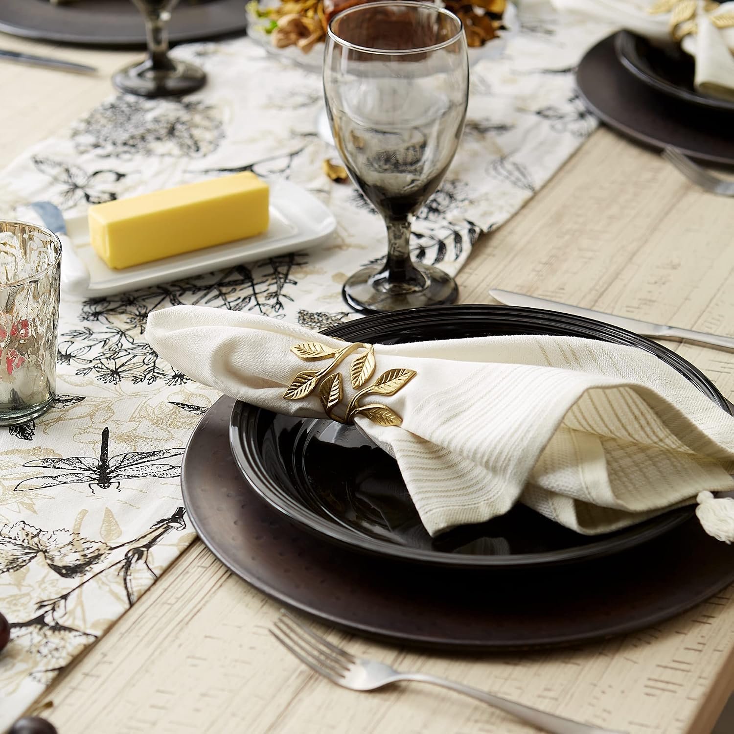 DII Christmas Thanksgiving Holiday Tabletop Décor Collection Decorative Napkin Ring Holder Set, 2.25" Diameter, Gold