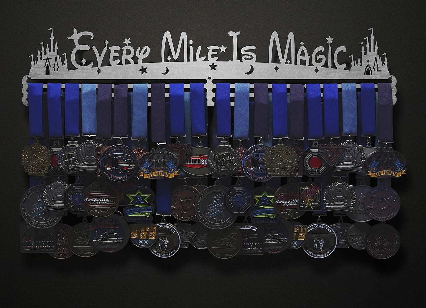 Allied Medal Hangers - Every Mile is Magic (24" Wide with 3 Hang Bars) - Medal Hanger Holder Display Rack - Multiple
