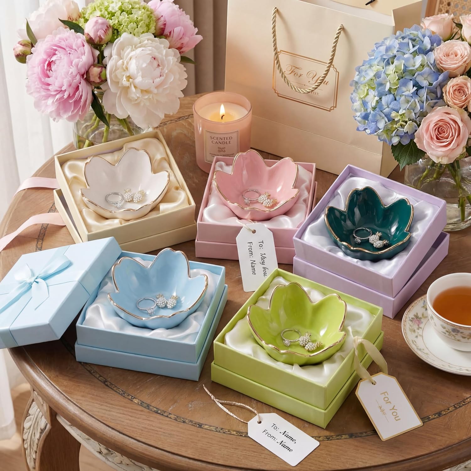 Ceramic Trinket Tray / Pastel Color / Set of 5