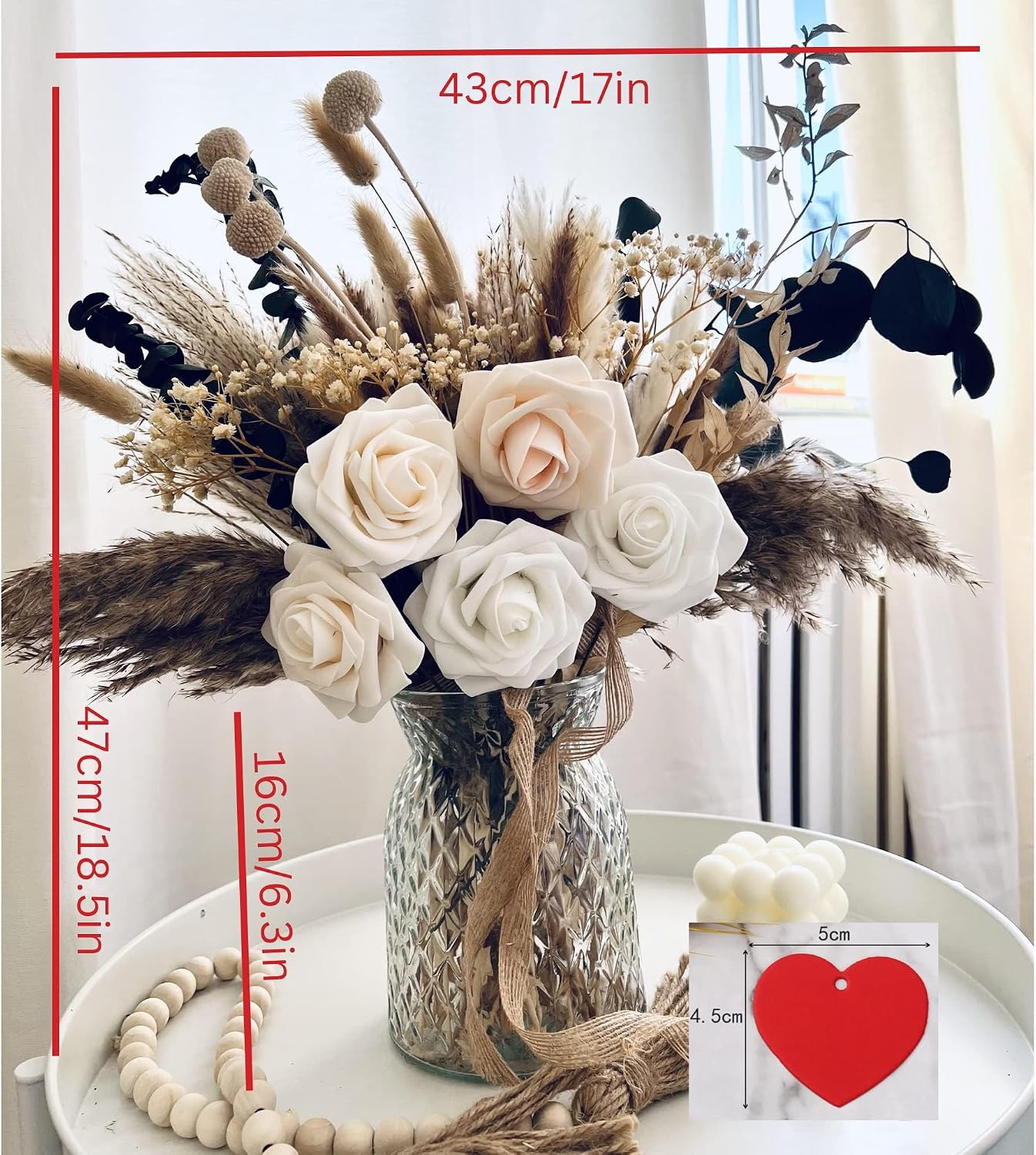 Artificial Flowers Arrangement / Pampas Bouquet In Vase / Set of 100