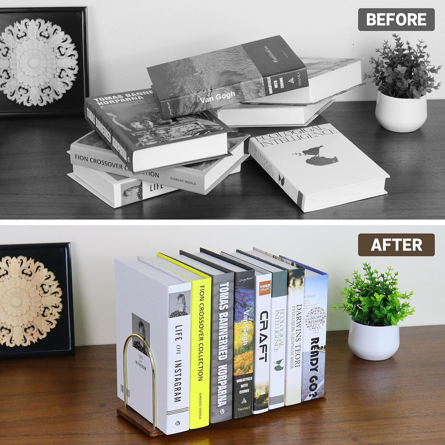 Handmade Walnut Wood Bookends / Walnut Brown