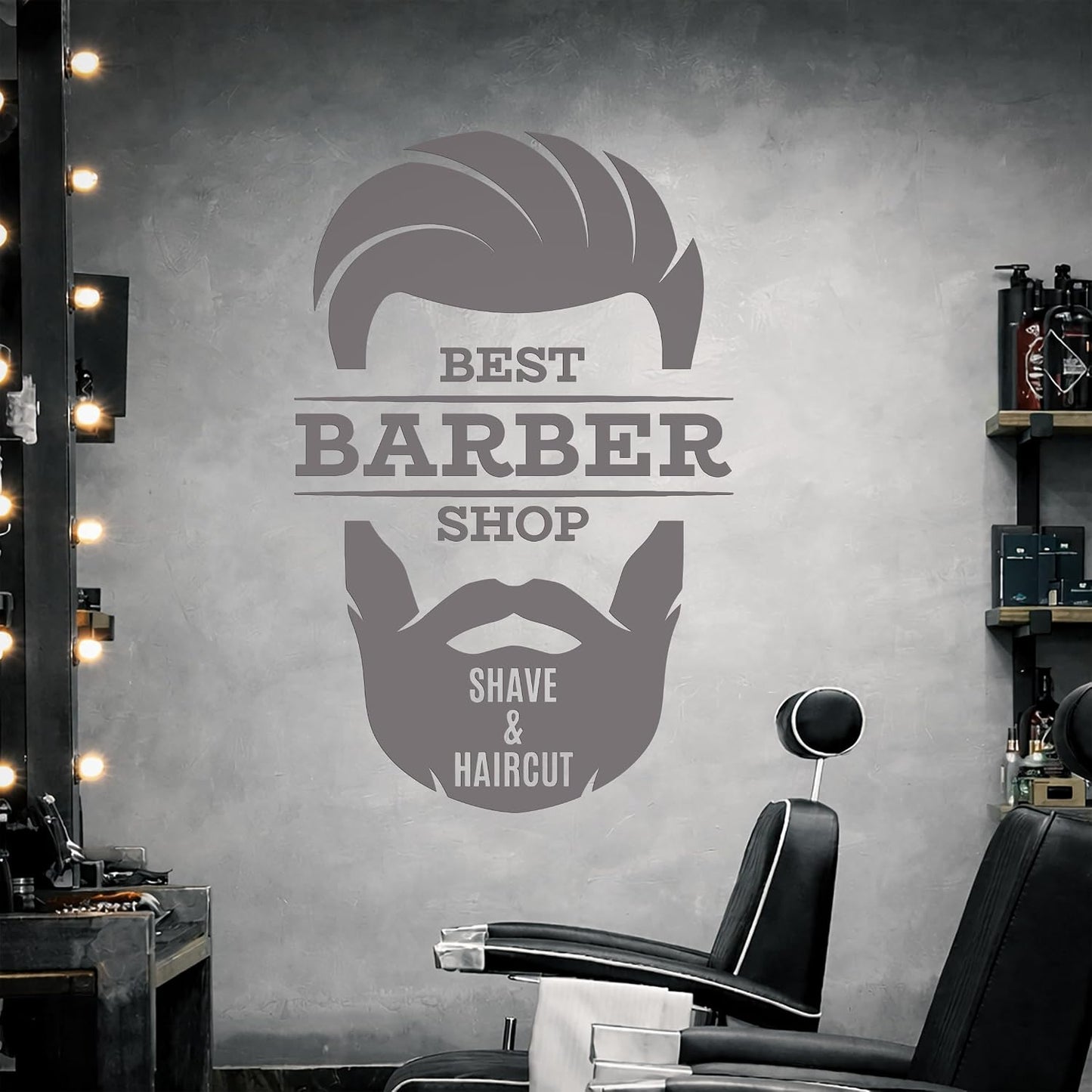 Vinyl Wall Decal Barber Shop Shave Haircut Hair Salon Logo Stickers Mural Large / 28.5 x 45 / L In