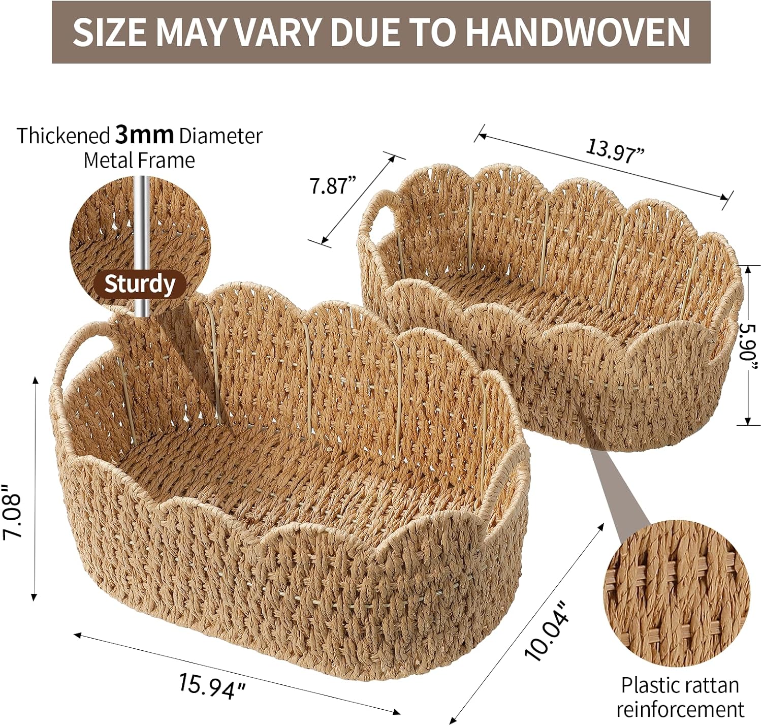 Woven Storage Baskets / Natural / Set of 2