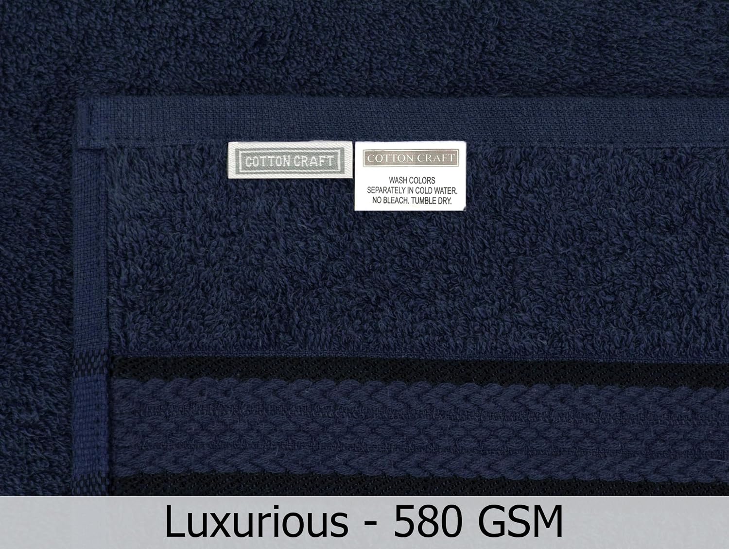 COTTON CRAFT Ultra Soft Bath Towels - 4 Pack 100% Cotton Large 30x54 inches | Oversized 580 GSM Absorbent Navy Bath