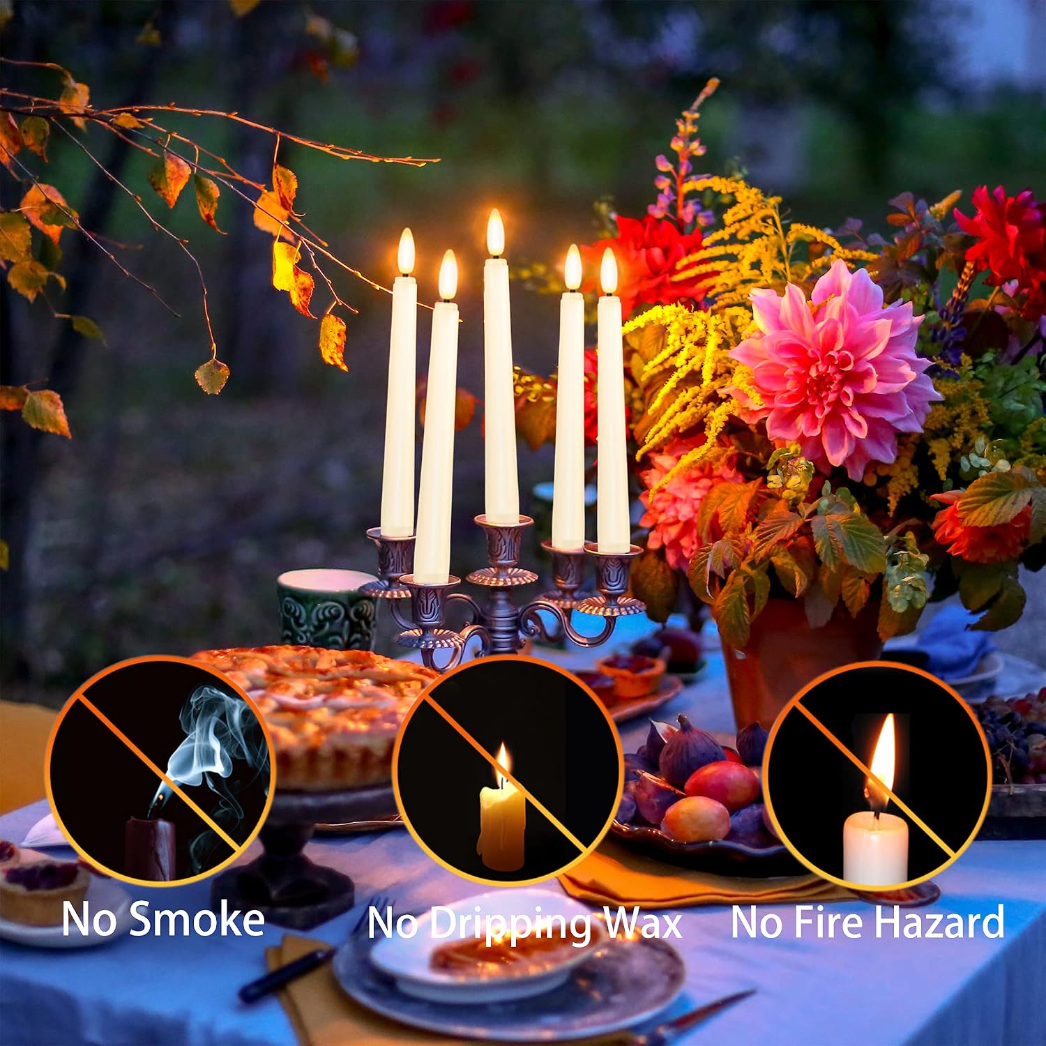 FPOO 8PCS Flameless Flickering Taper Candles with 2 Remote Control and Timer, 8 Inch 3D Wick Floating Flickering Flame