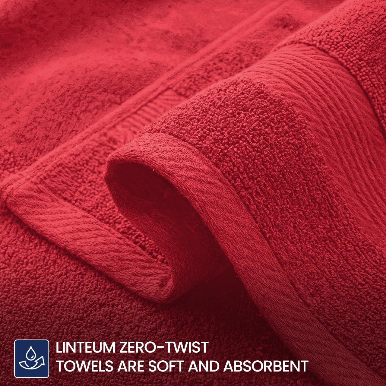 Linteum Textile Supply Red Hand Towels for Bathroom 16x27 Inches 100% Cotton Zero Twist Hand Towel Set Quick Dry Highly